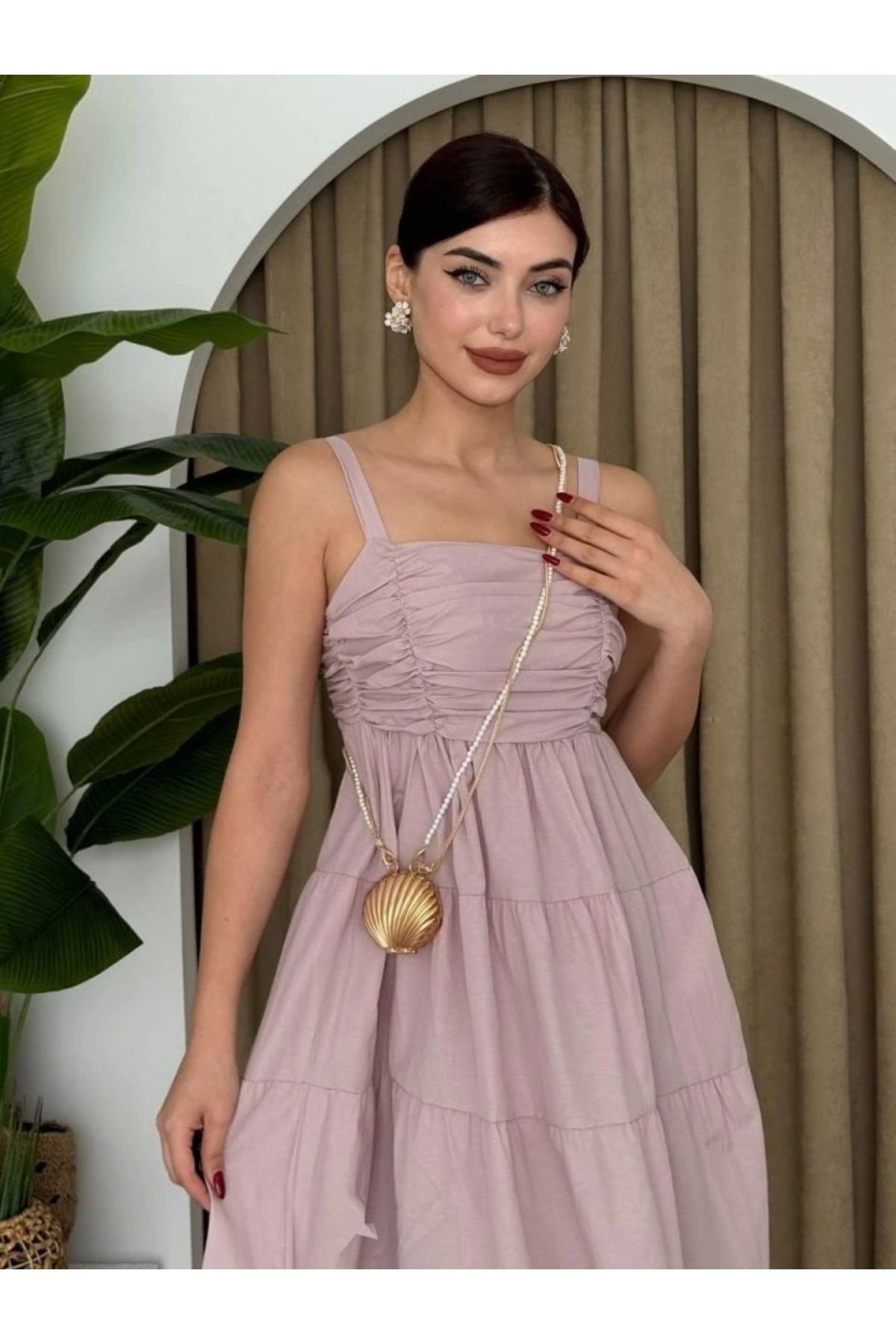 nedo7 Harpster Göğsü Büzgülü Elbise