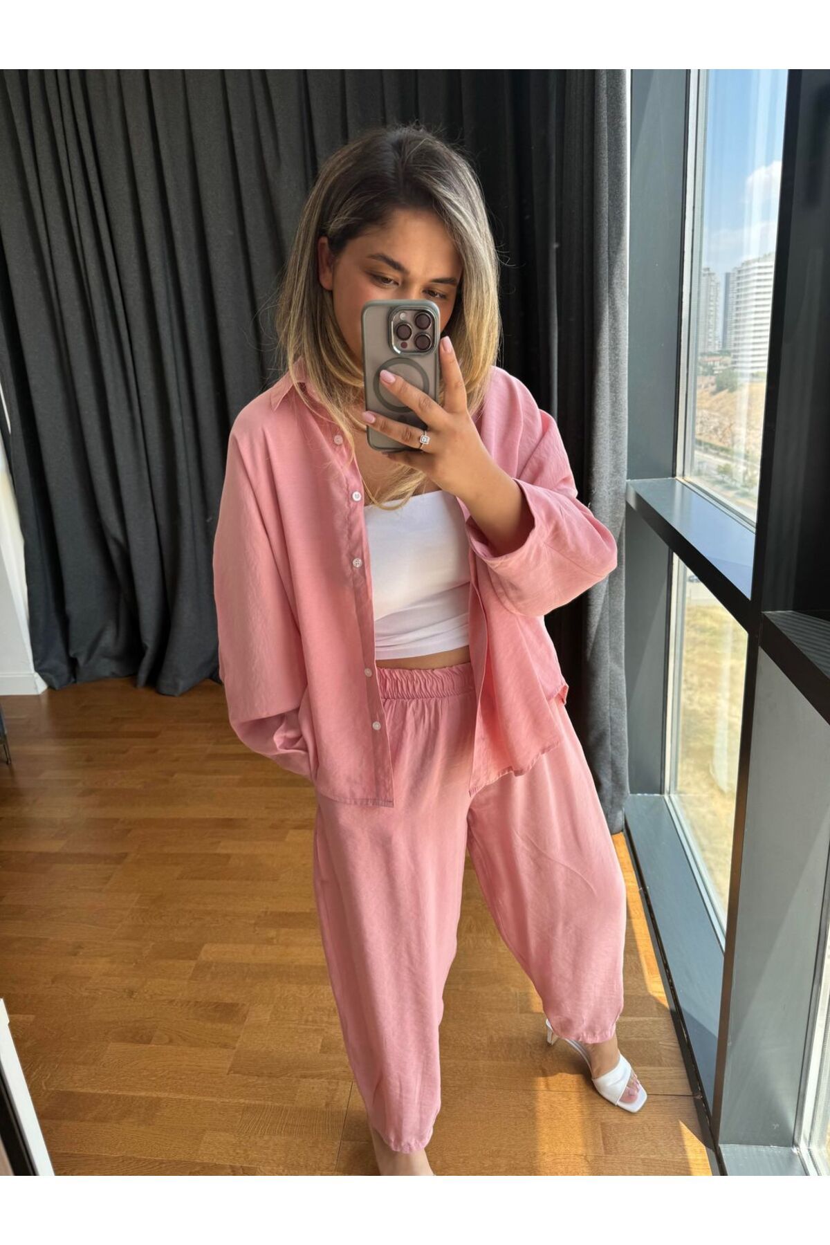 BÜŞRA PERKER Pembe Takım Modal Kumaş