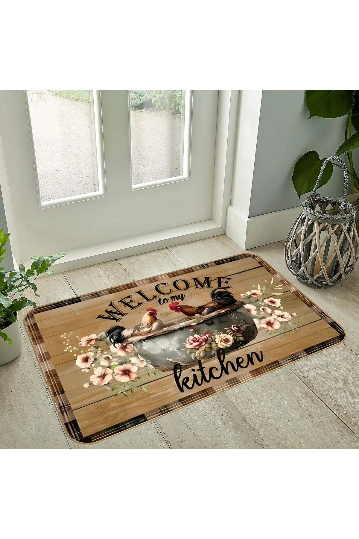 Rugs Modern Halı Alya Koleksiyonu Tavuklar ve Yazı Detaylı Dokuma Taban Modern Dekoratif Halı alya89