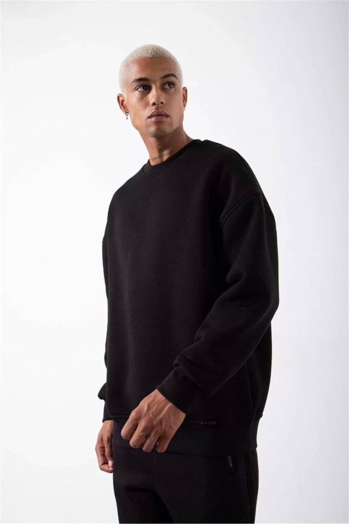 CVS Unisex Biskilet Yaka Üç İplik SweatShirt - Siyah