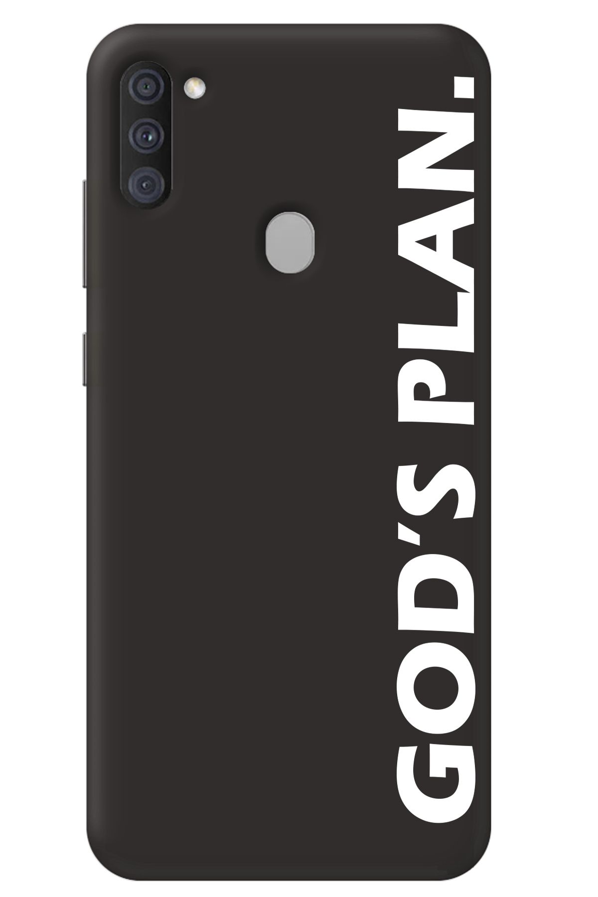 WANNA PROTECT Samsung M11 Siyah İçi Kadife God's Plan Desenli Silikon Telefon Kılıfı