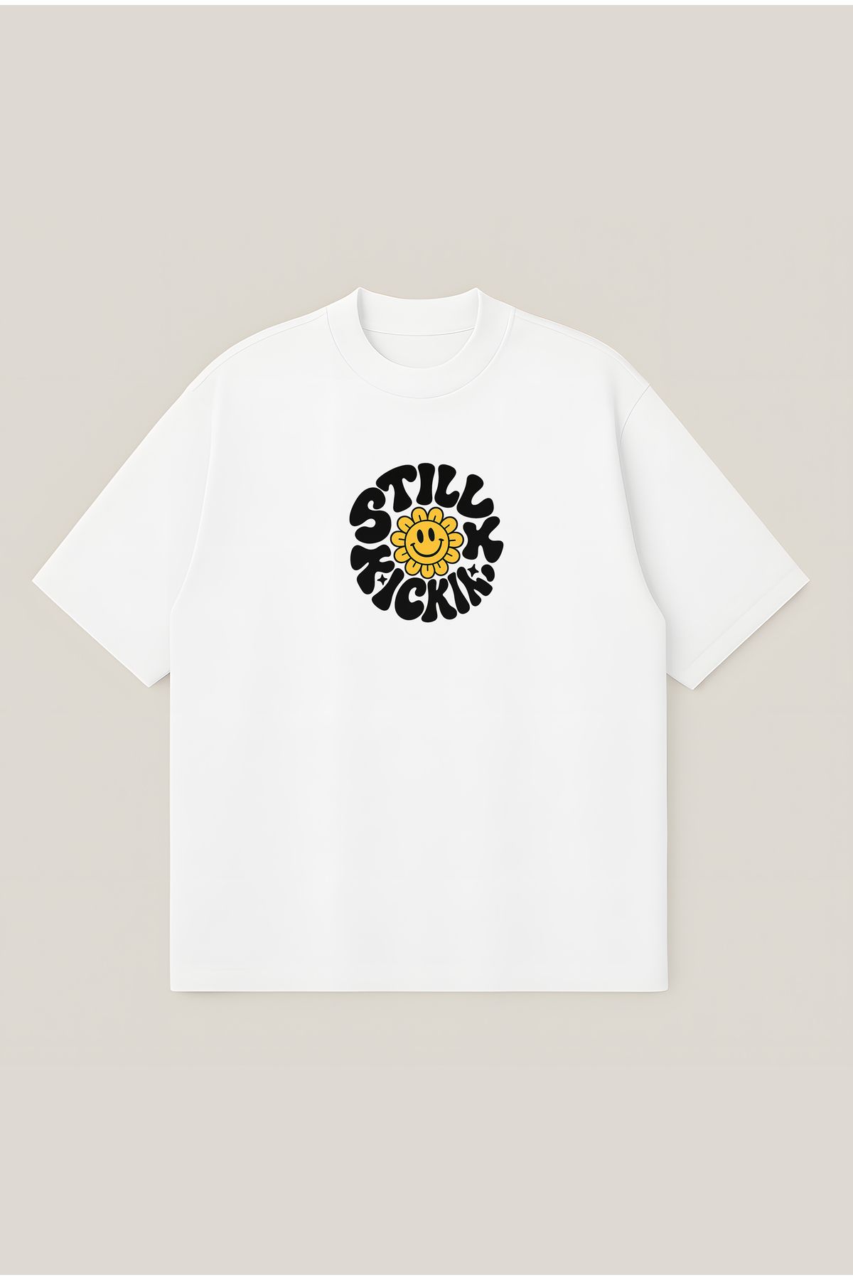 Moon Dancer Still Kickin Unisex Oversize Baskılı Boxy Fit Kalın Kumaşlı T-shirt