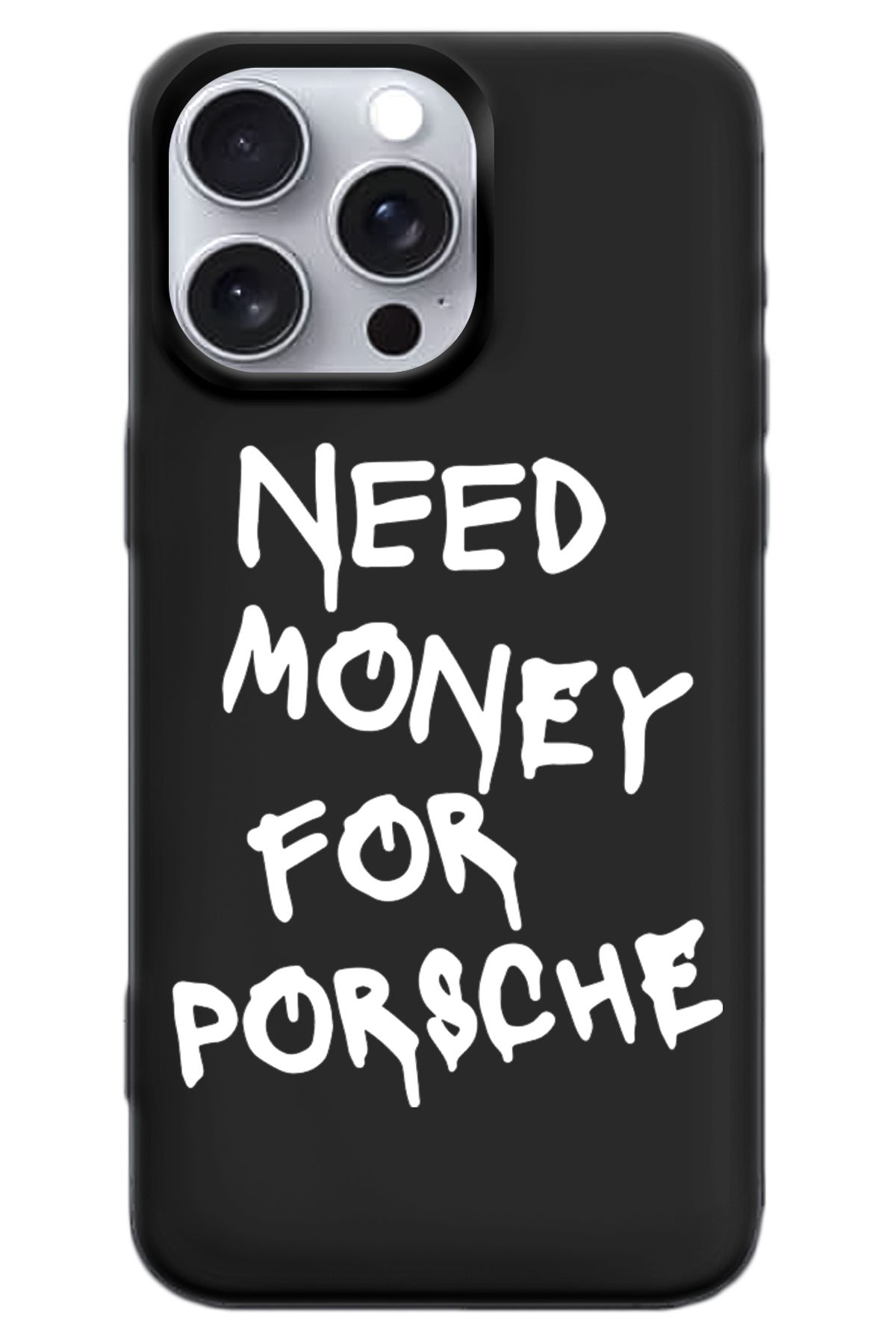 WANNA PROTECT iPhone 16 Pro Siyah İçi Kadife Need Money Desenli Silikon Telefon Kılıfı