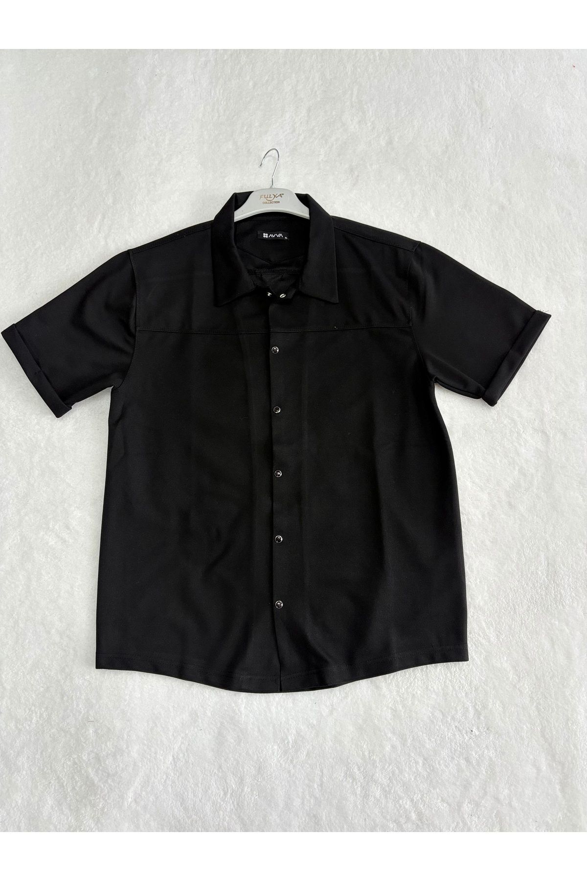Butik Yetişkin Siyah Renk Çıtçıtlı Yeni Sezon Siyah Gömlek
