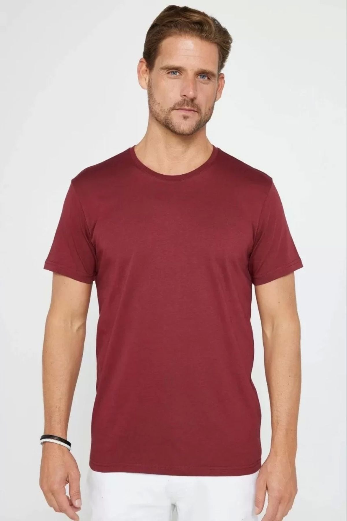 CVS Erkek 24/1 Düz A Kalite Oversize T-shirt - Bordo