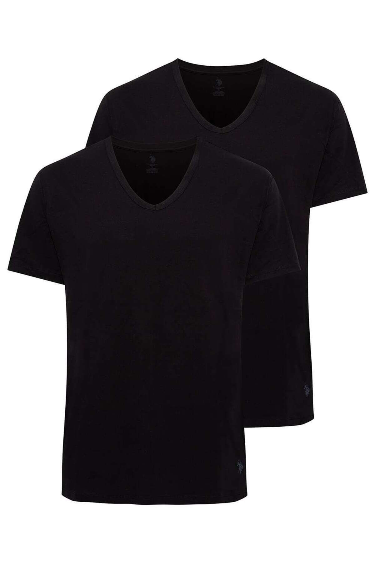 U.S. Polo Assn. U.S. Polo Assn. Erkek V Yaka 2'Li Kutulu %100 Pamuk Siyah - Siyah - ARASS80W19W9W