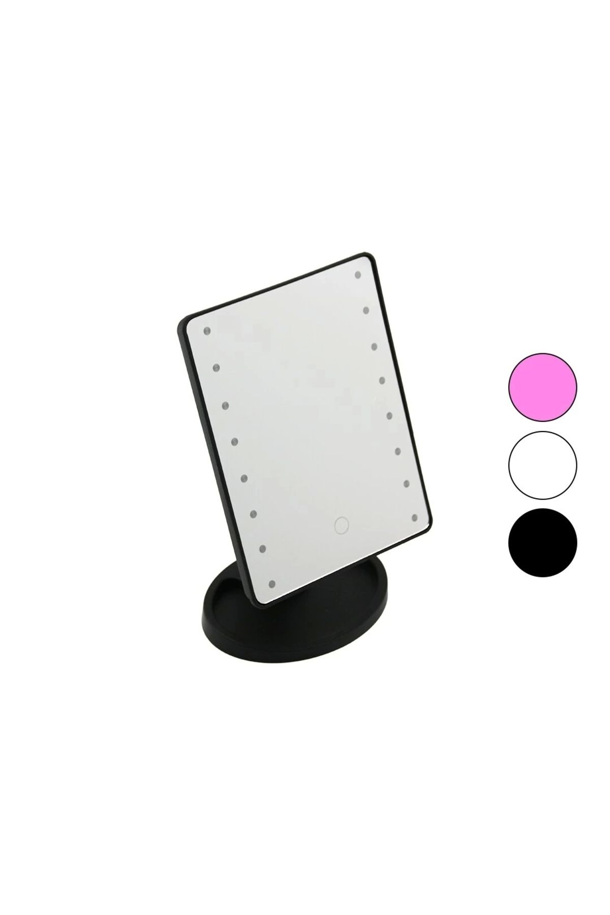 STOREMAX 16 LEDLİ - PİLLİ MAKYAJ AYNASI 360 DERECE DÖNEBİLEN TAKILIK SEPETLİ AYAK RENKLİ PLS. 16.5X21.5CM (5