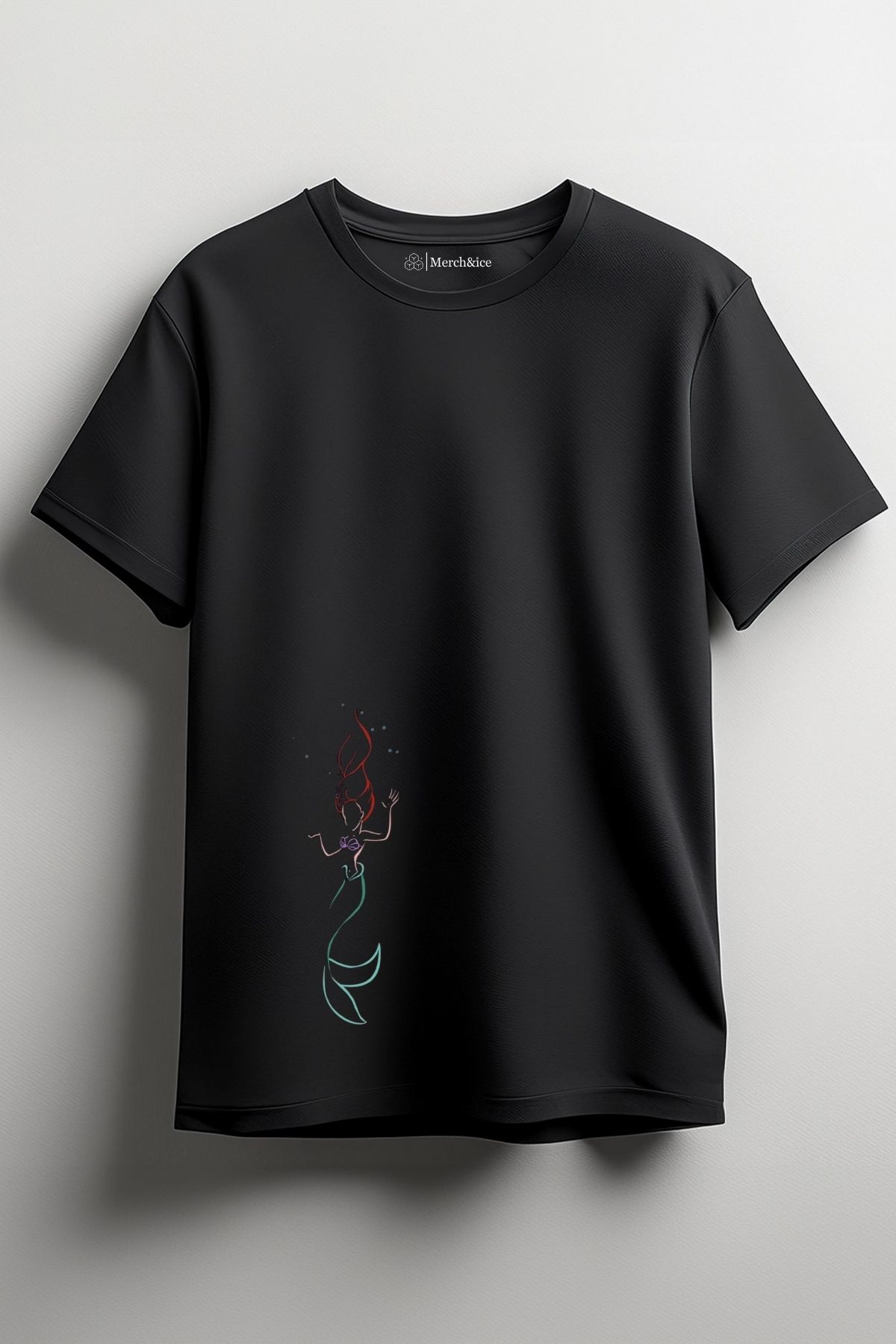 Merch&ice Çizgili Deniz Kızı Baskılı Unisex T-Shirt