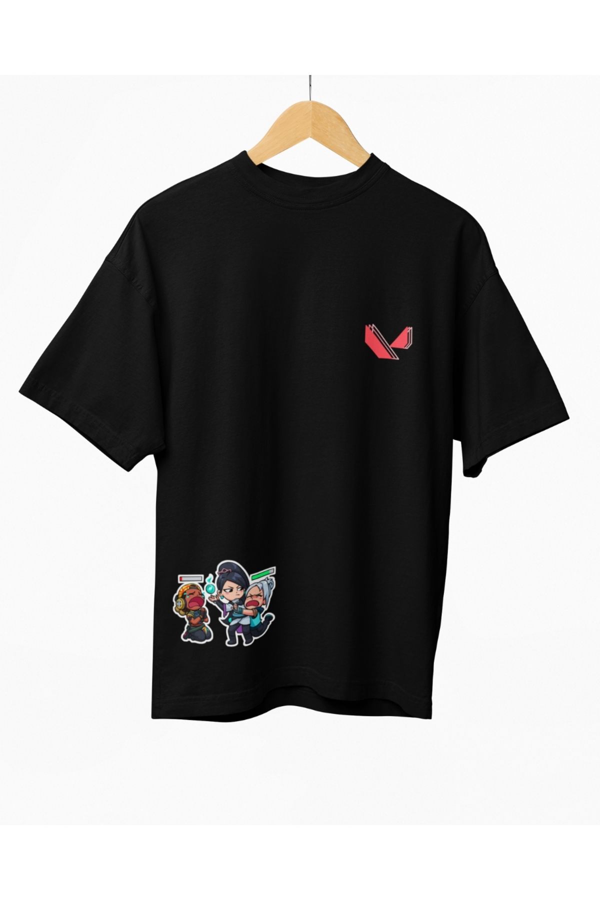 Mollis Valorant Düşük HP Draması Kadın Baskılı Oversize T-Shirt