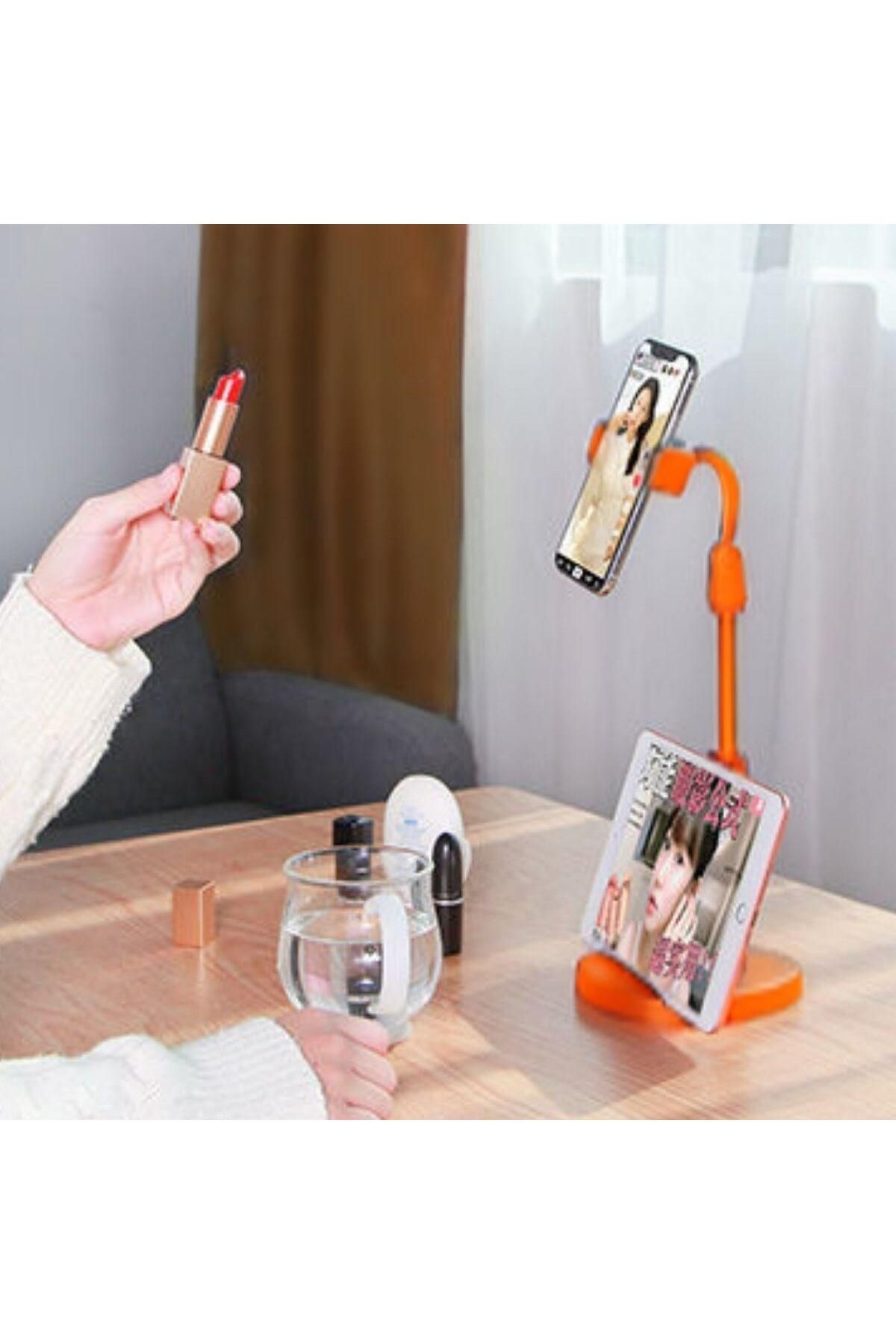 Emperium Masa Üstü Tablet ve Telefon Tutucu Plastik Aparat Turuncu Telefon Standı (5122)
