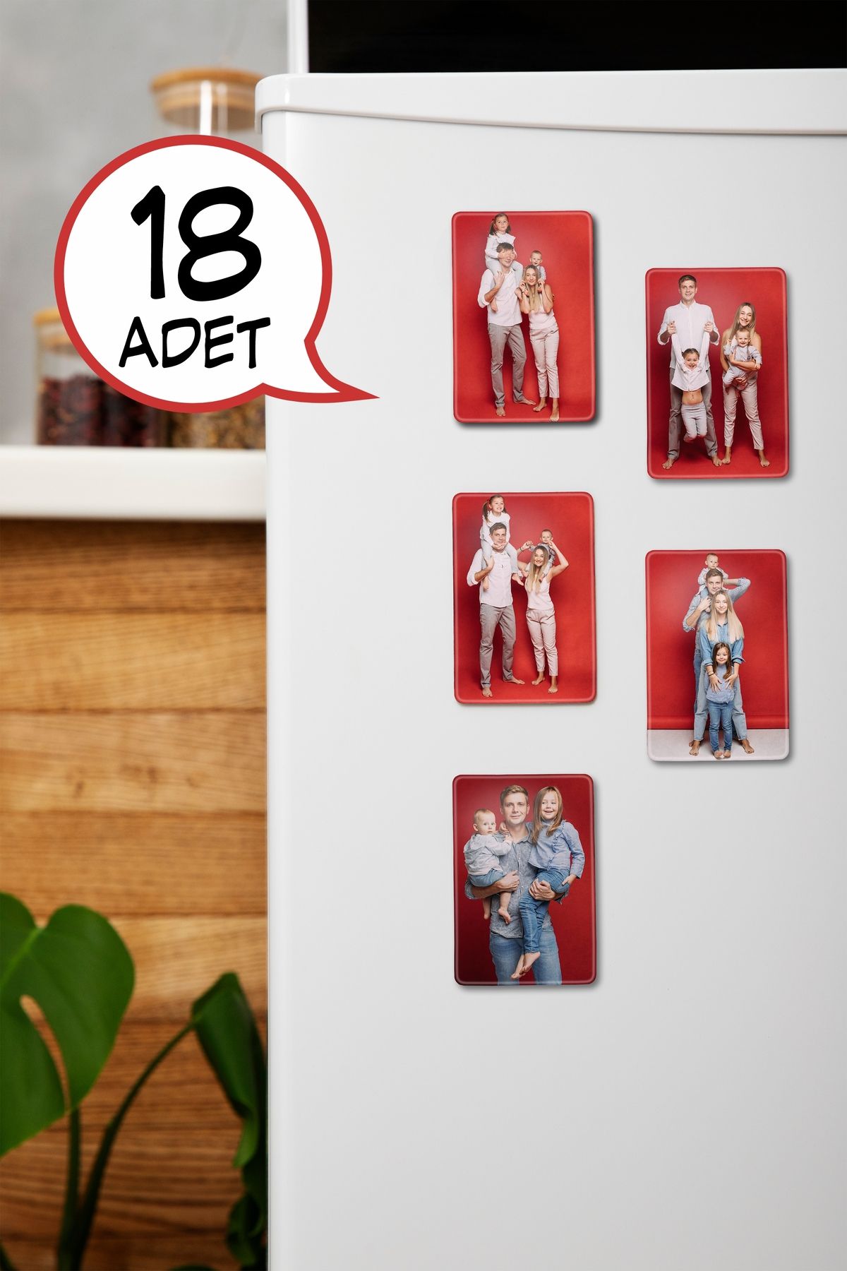 YELKOVAN TASARIM 18 Adet Fotoğraflı Kişiye Özel Buzdolabı Magnet (6x9,2 cm)