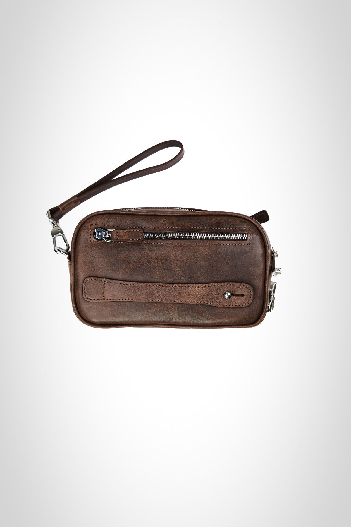 MFT Leather Design Hakiki Deri Kilitli Çanta Carew 6657 Model Tiguan Kahve