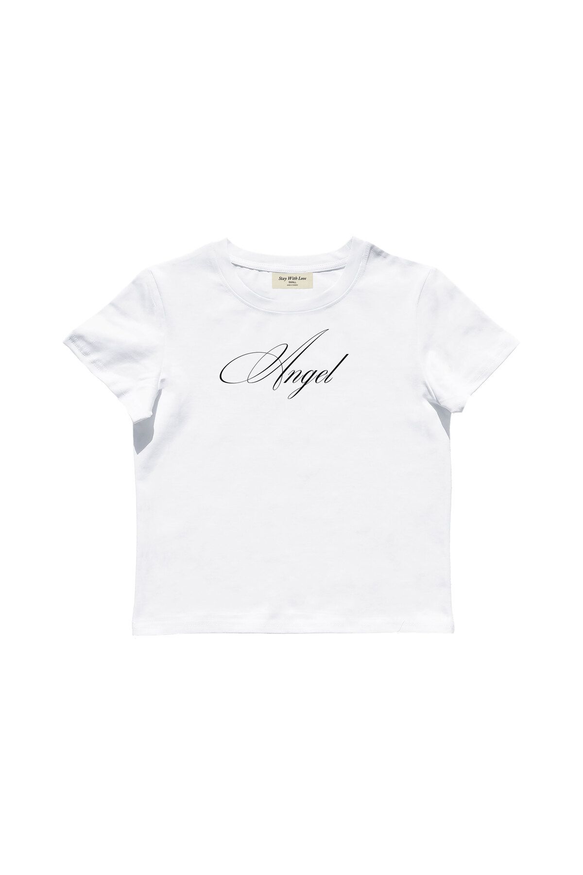 lethestudios Angel Baskılı Baby Tee Crop Top
