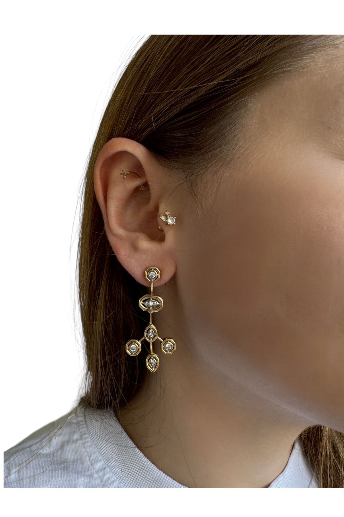 Gilia Jewelry Tasarım Altı Taşlı Küpe