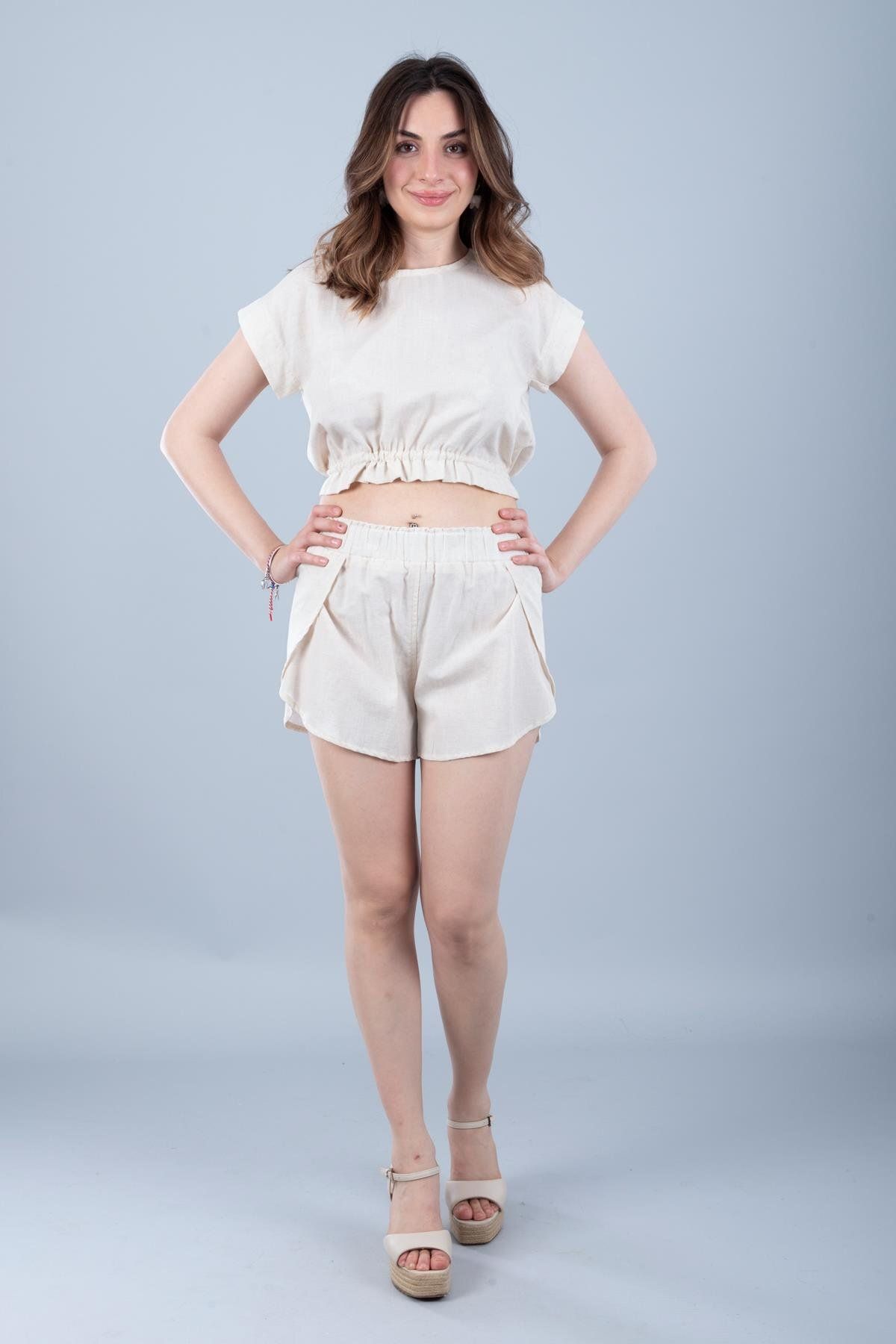 Bonitas Beachwear Pamuklu Şort Krem