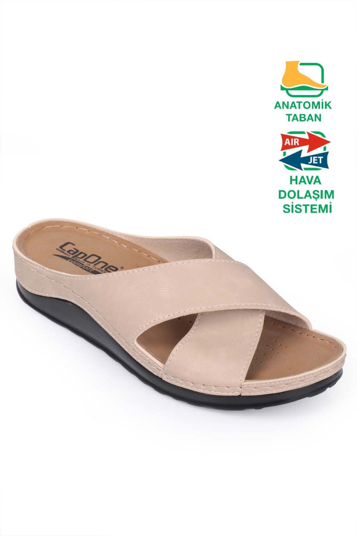 Capone Outfitters Ivory 107001 Damskie Klapki Anatomiczne Cross Band Comfort Kobieta - 38