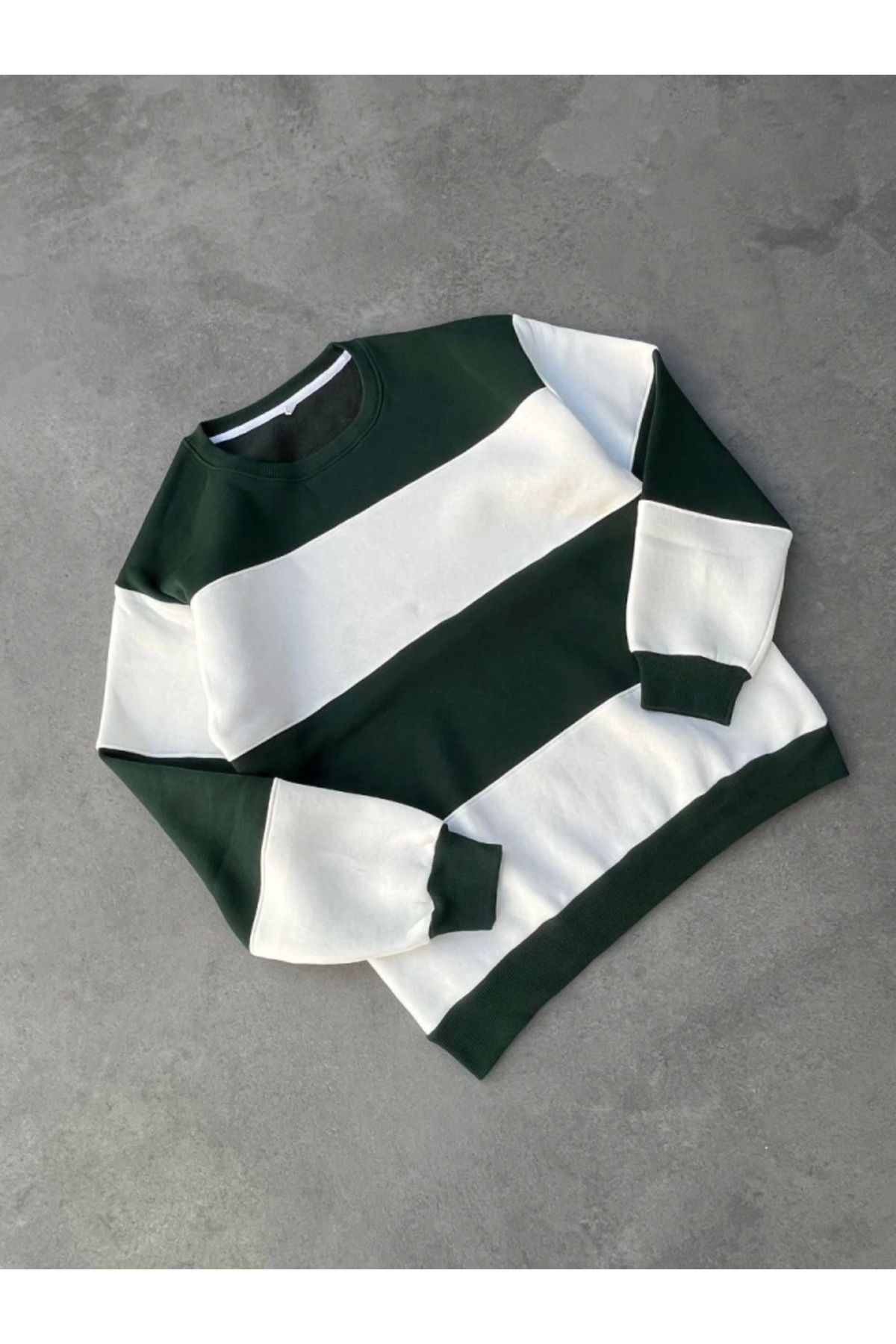 nedo7 Parçalı Bisiklet Yaka Baskılı SweatShirt - Yeşil