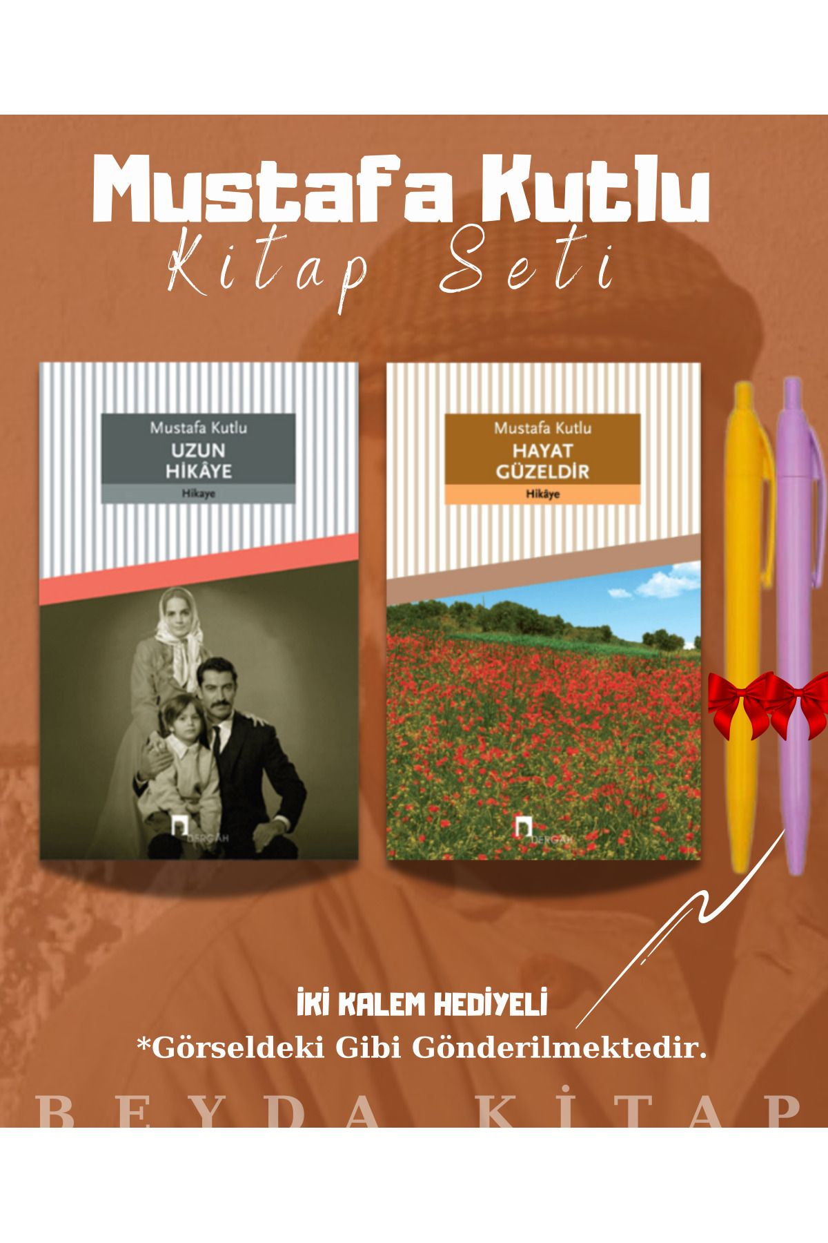 Dergah Yayınları Uzun Hikaye - Hayat Güzeldir - Mustafa Kutlu - Kitap Seti - Kalem Hediyeli