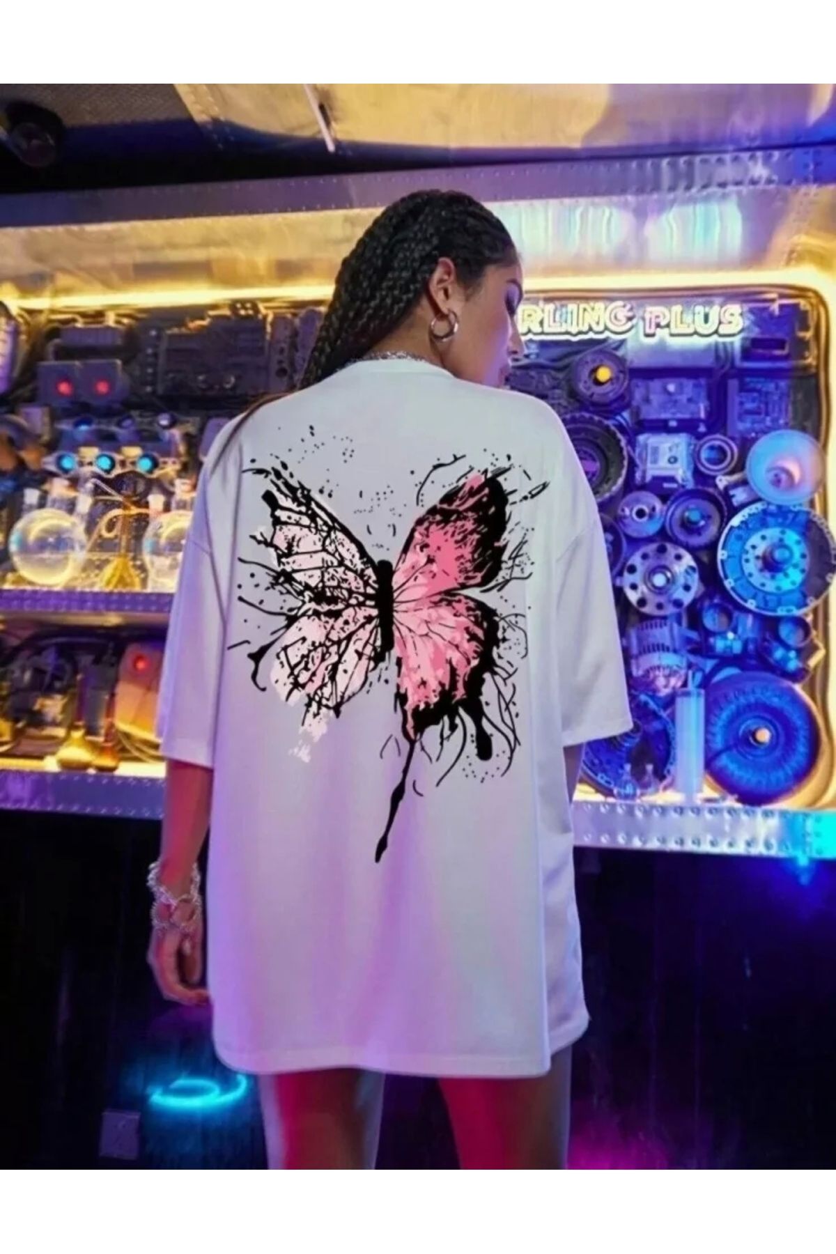 nedo7 Unisex Baskılı Oversize T-Shirt - Beyaz