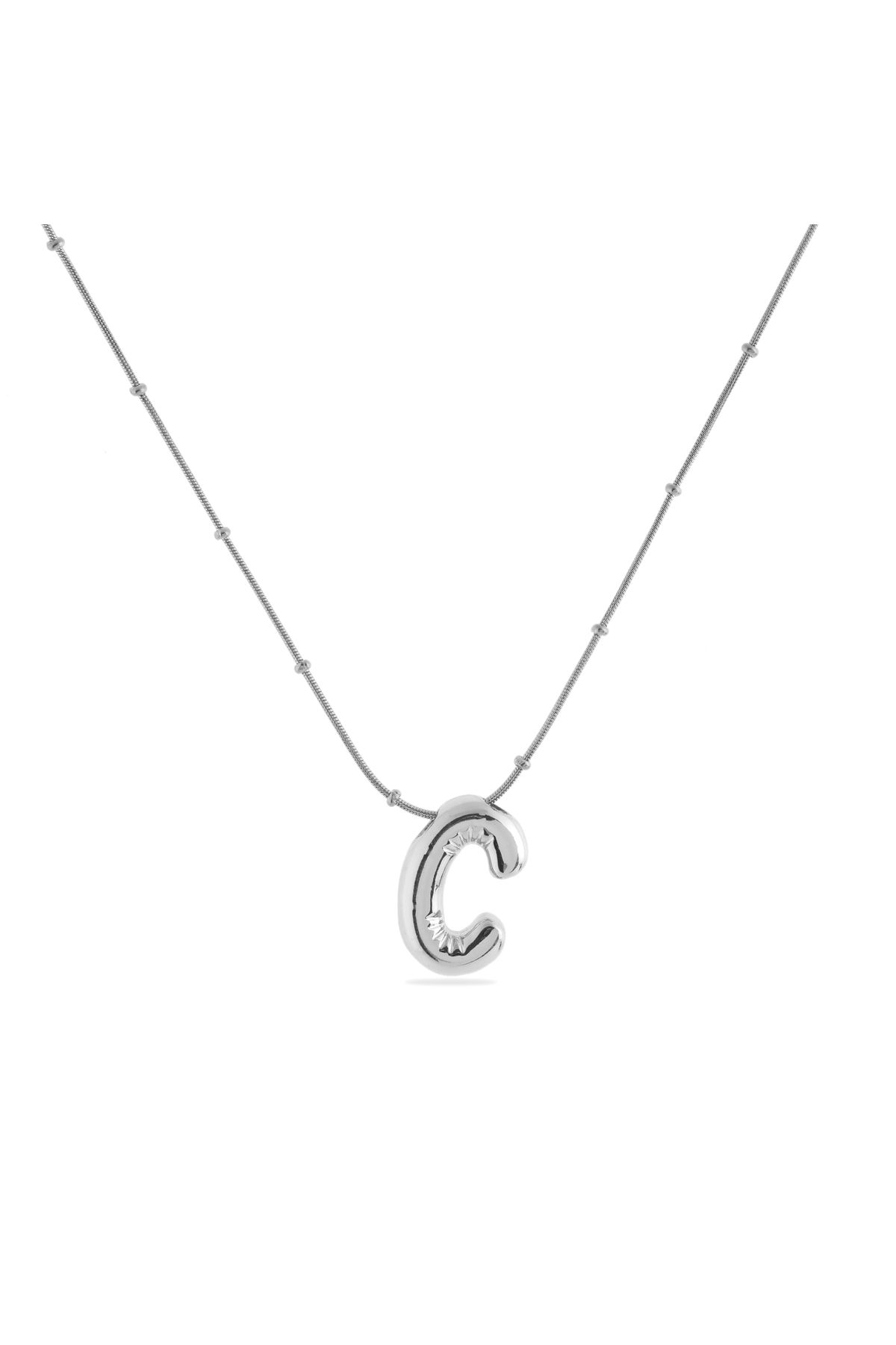 Akoya C HARF BALON SILVER ÇELİK KOLYE
