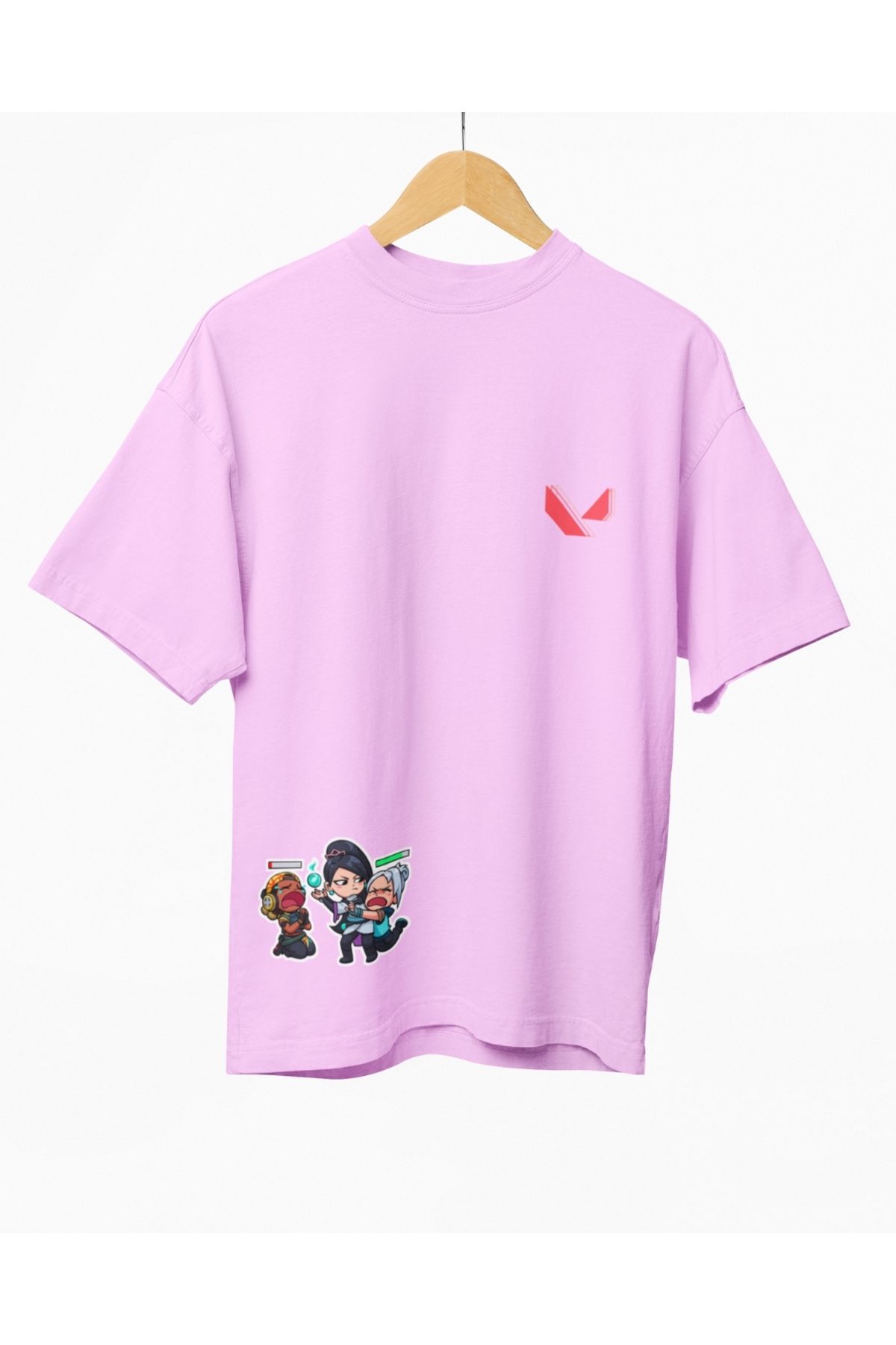 Mollis Valorant Düşük HP Draması Kadın Baskılı Oversize T-Shirt