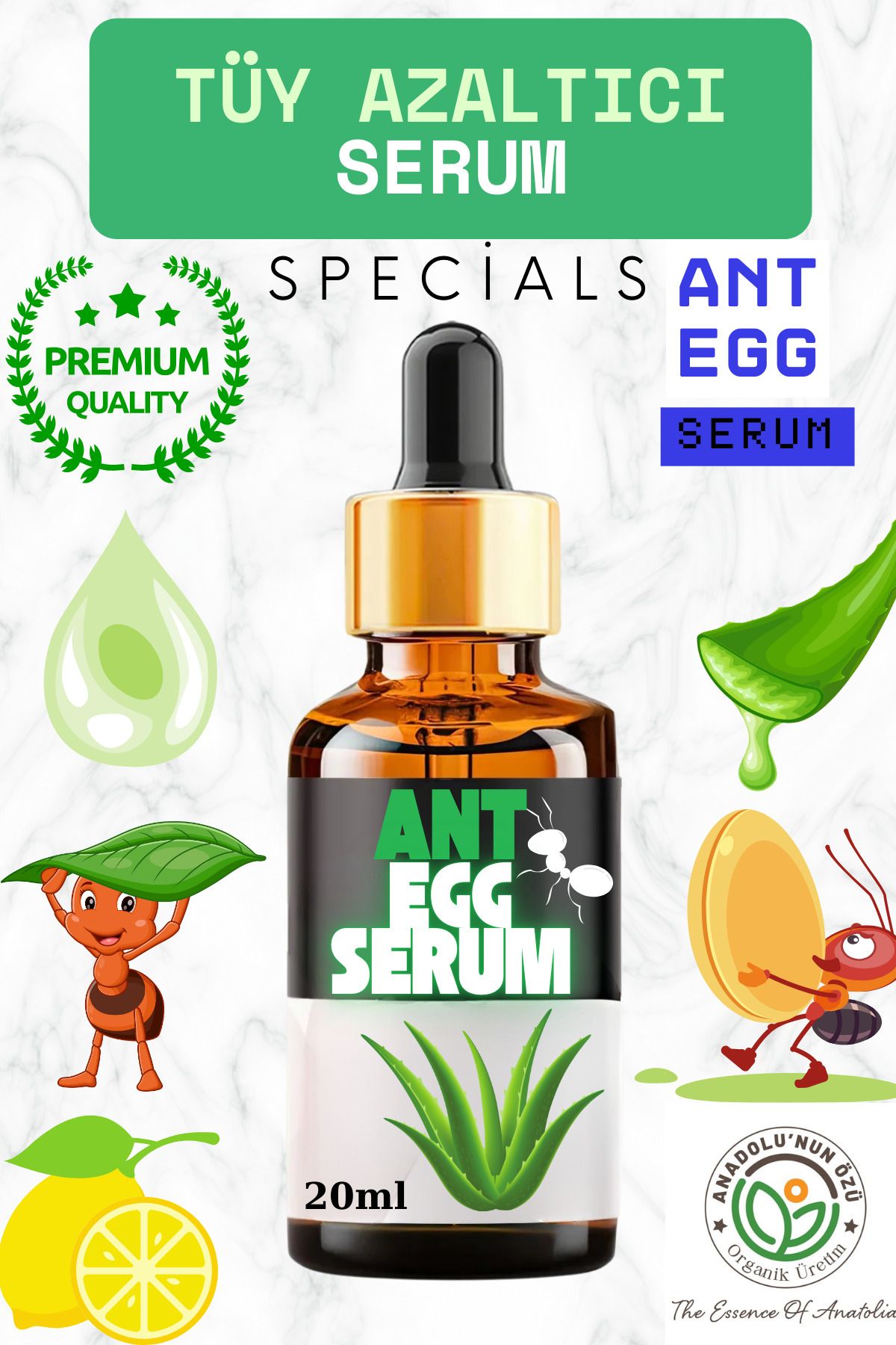 anadolu'nun özü organik üretim Karınca Yumurtası Tüy Azaltıcı Ve Tüy Serum