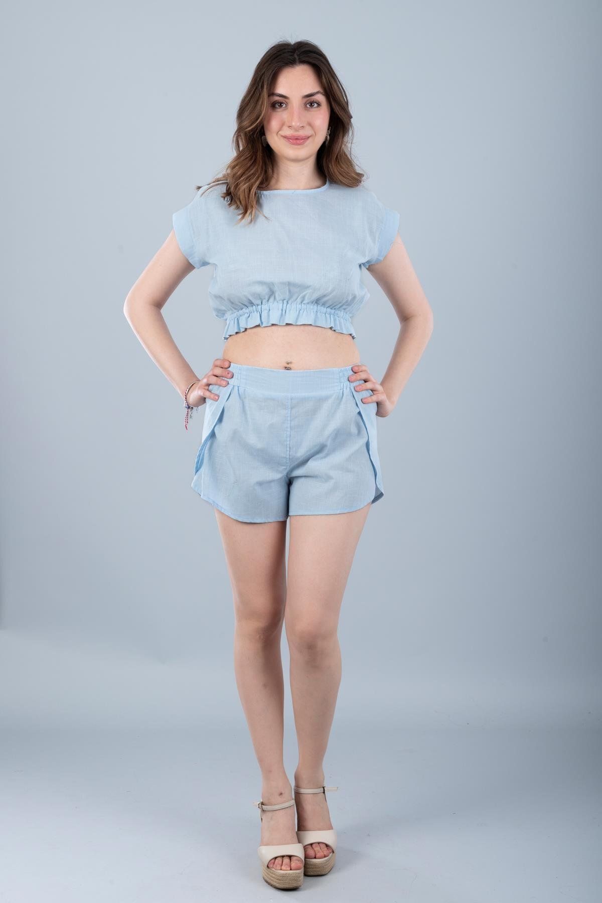 Bonitas Beachwear Pamuklu Şort Bebe Mavi