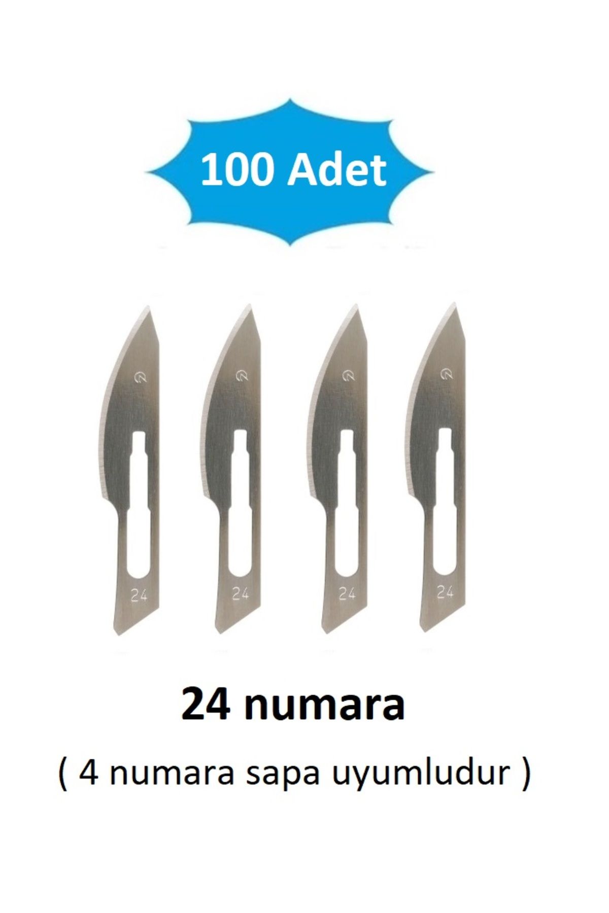 QBR Home 100lü paket 24 numara Ahşap Heykel Oyma Sanat Yedek Bıçağı. Geçirmeli Tip ( 4 numara sapa uyumlu )