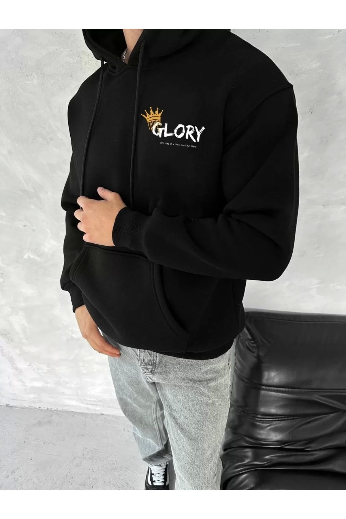 CVS Kışlık Üç İplik Kapüşonlu SweatShirt - Siyah