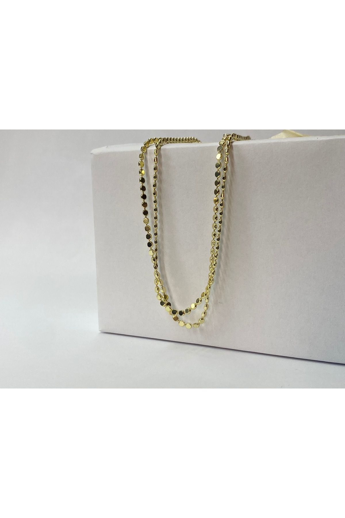 season jewelry EZME PUL ÇİFT SIRALI ÇELİK KOLYE