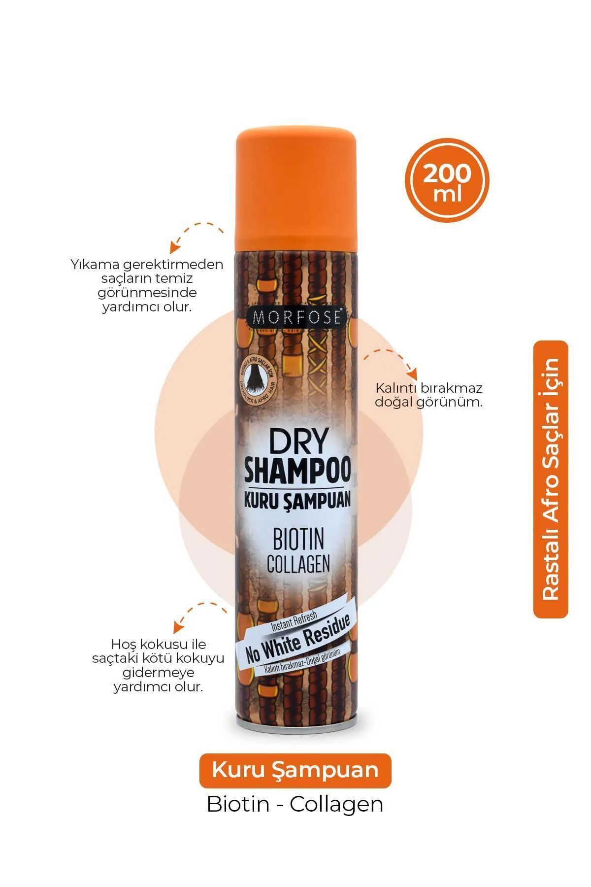 MBB ETİCARET Kuru Şampuan Biotin Collagen 200 ML - Rastalı Saçlar - mrfs