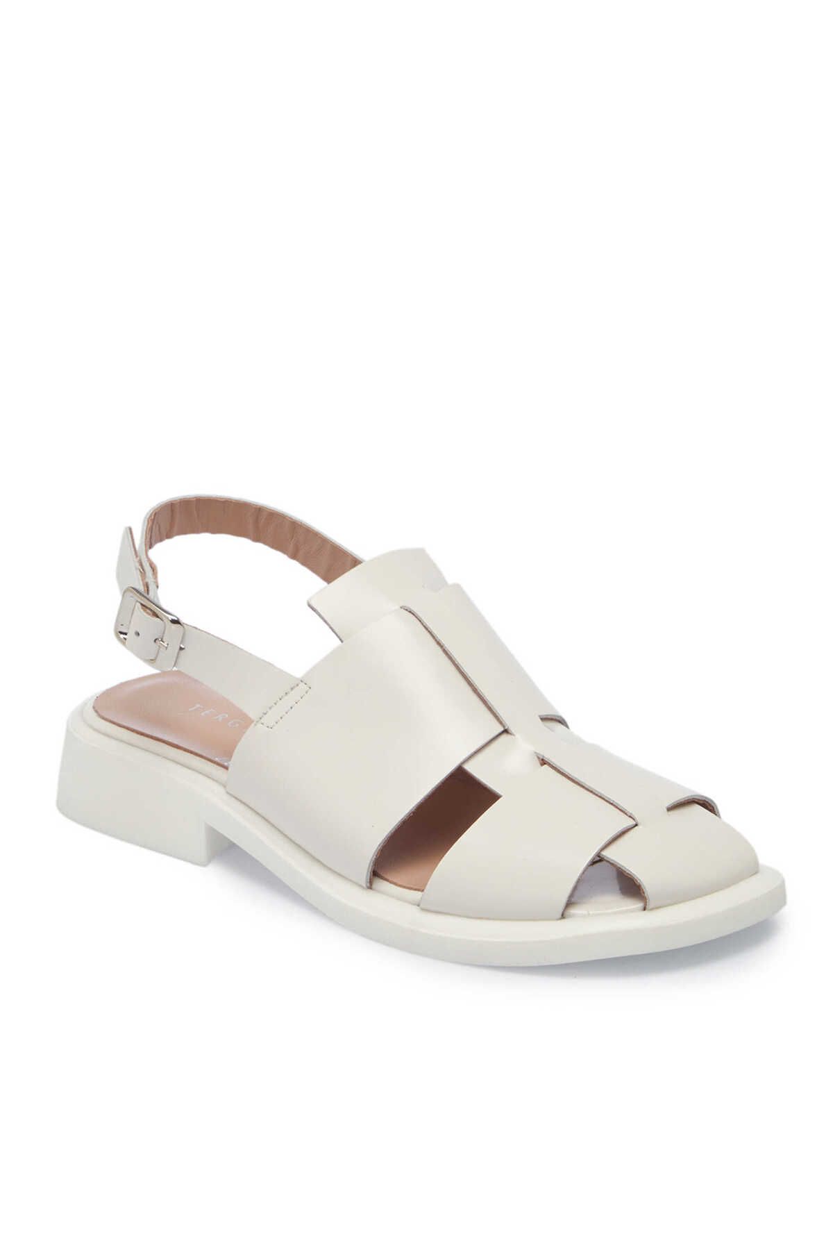 Tergan Bej Hakiki Deri Kadın Sandalet - K25Y1SN68095-U7Q