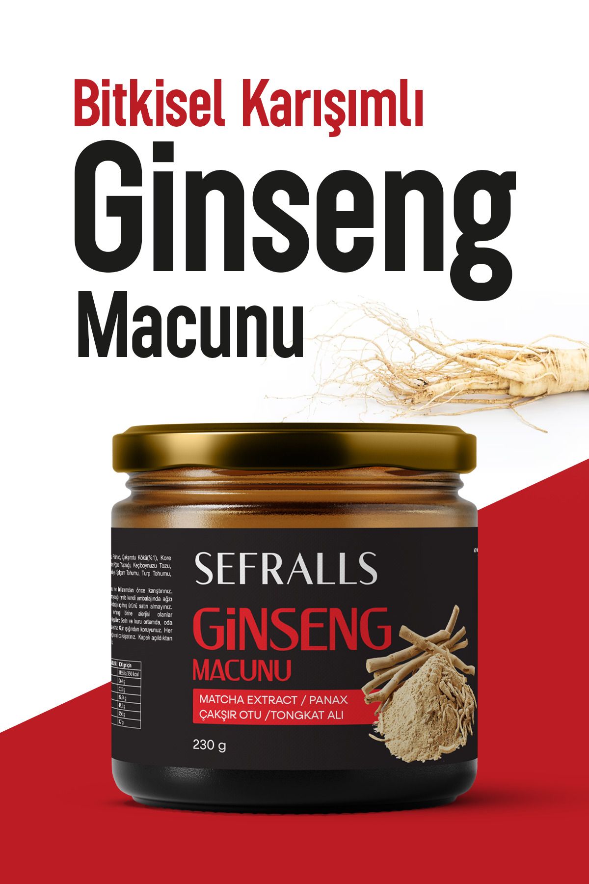 Sefralls Tongkat Alı & Ginsengli & Maca Extract Güç Kuvvet. Macunu, Mesir Macunu, Bitkisel Karışım 240 gr