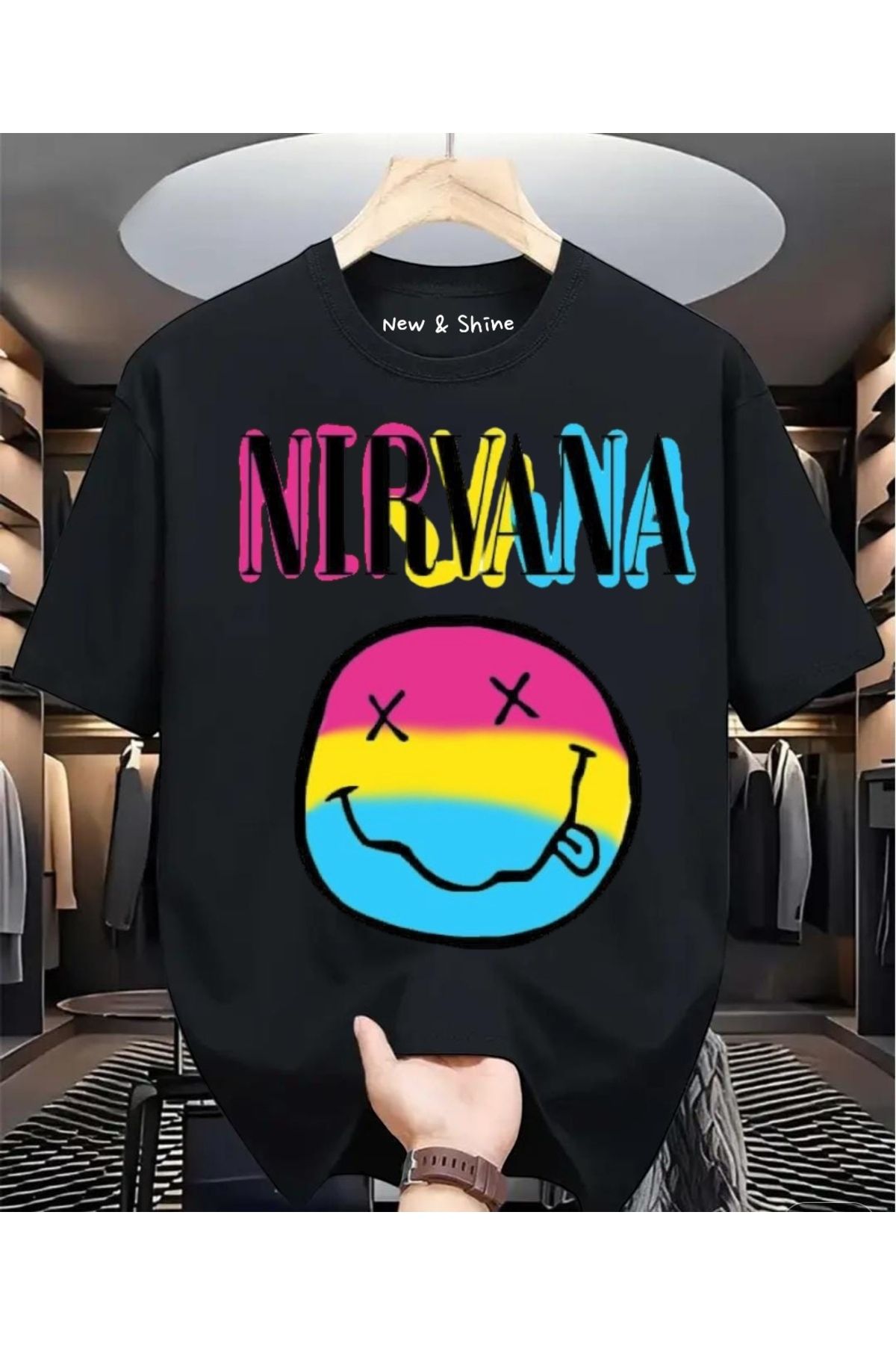 New Shine Nirvana Baskılı Oversize T-Shirt