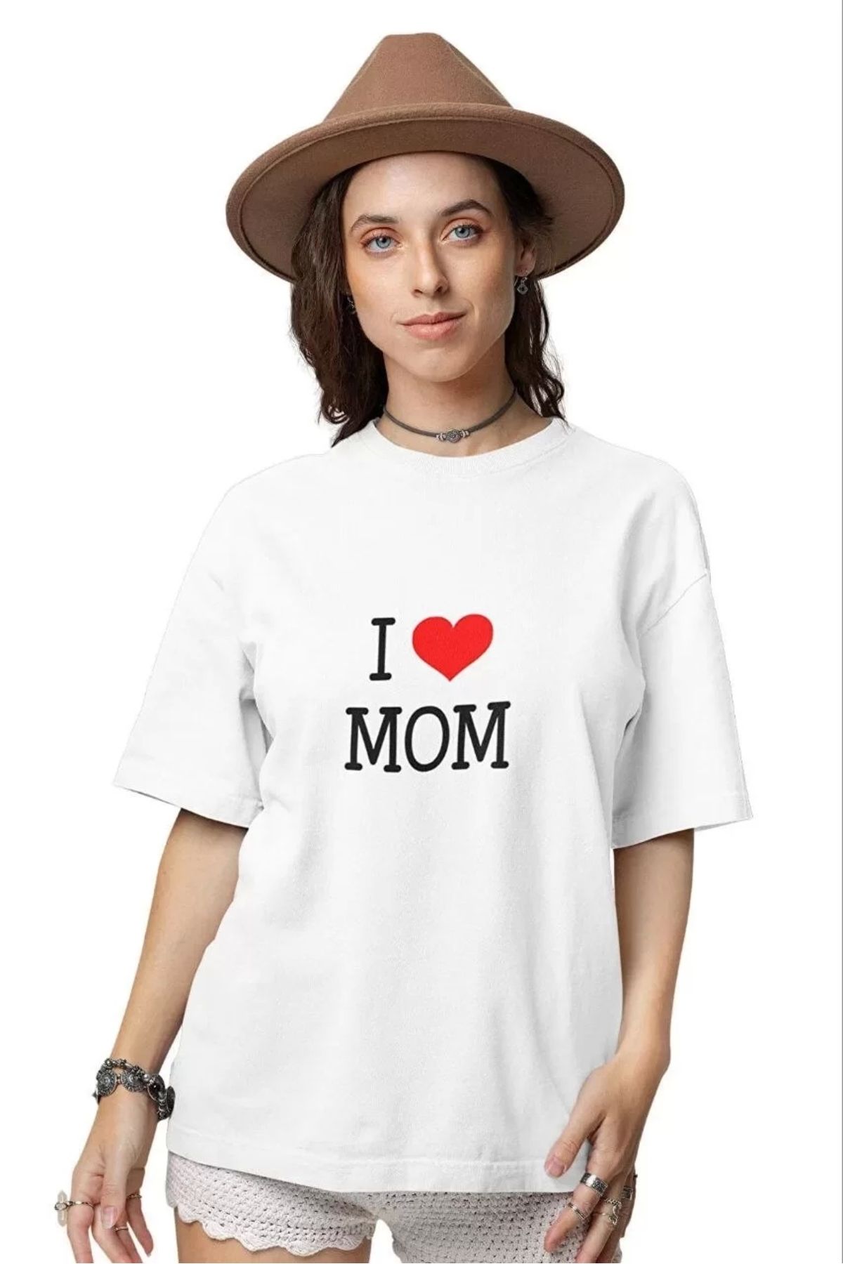 CVS Unisex Bisiklet Yaka Baskılı Oversize T-Shirt - Beyaz