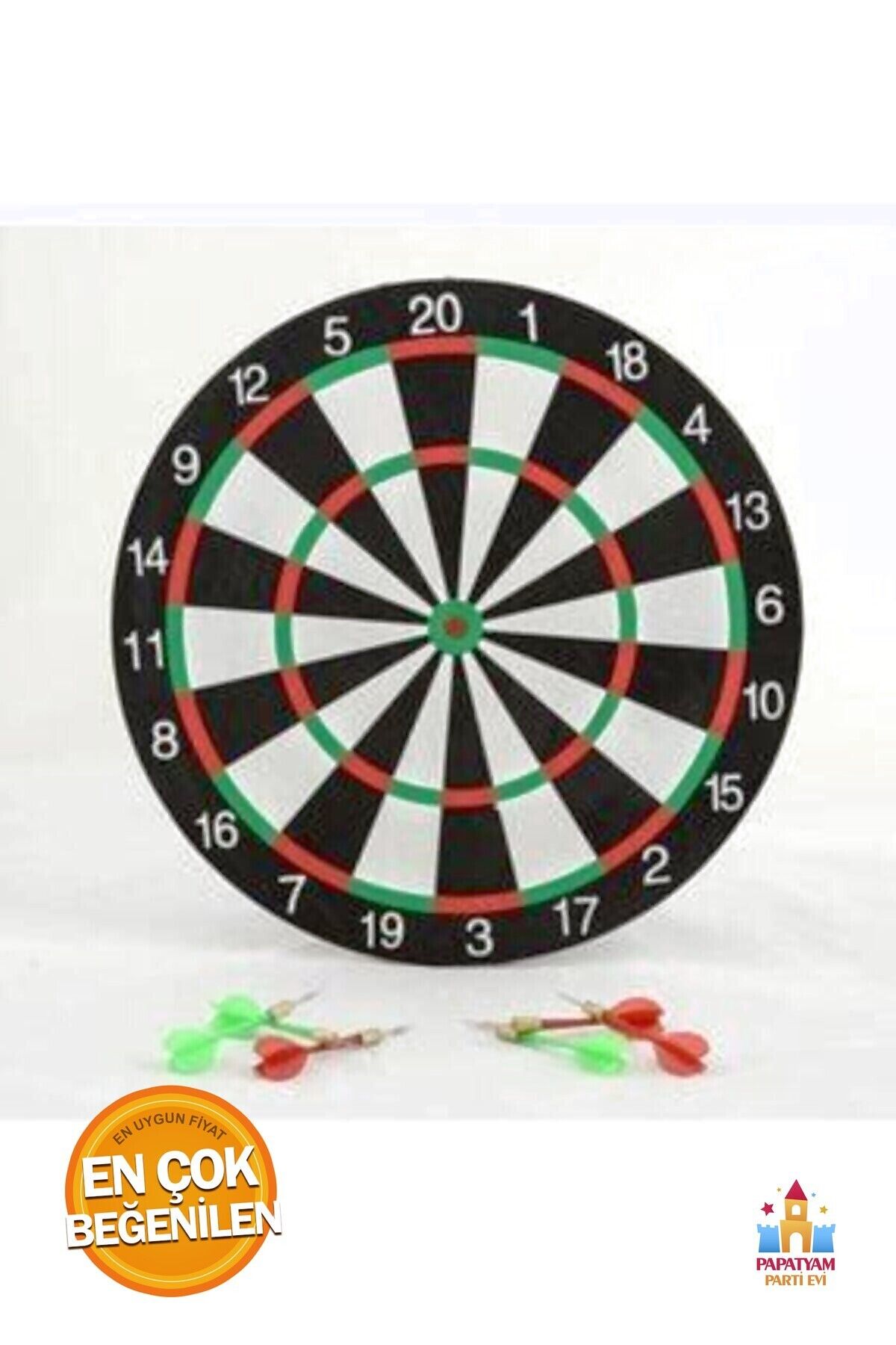 PapatyamPartiEvi Dart Tahtası 30 Cm Çift Taraflı - 4 Adet Ok Hediyeli Trend Oyun Seti