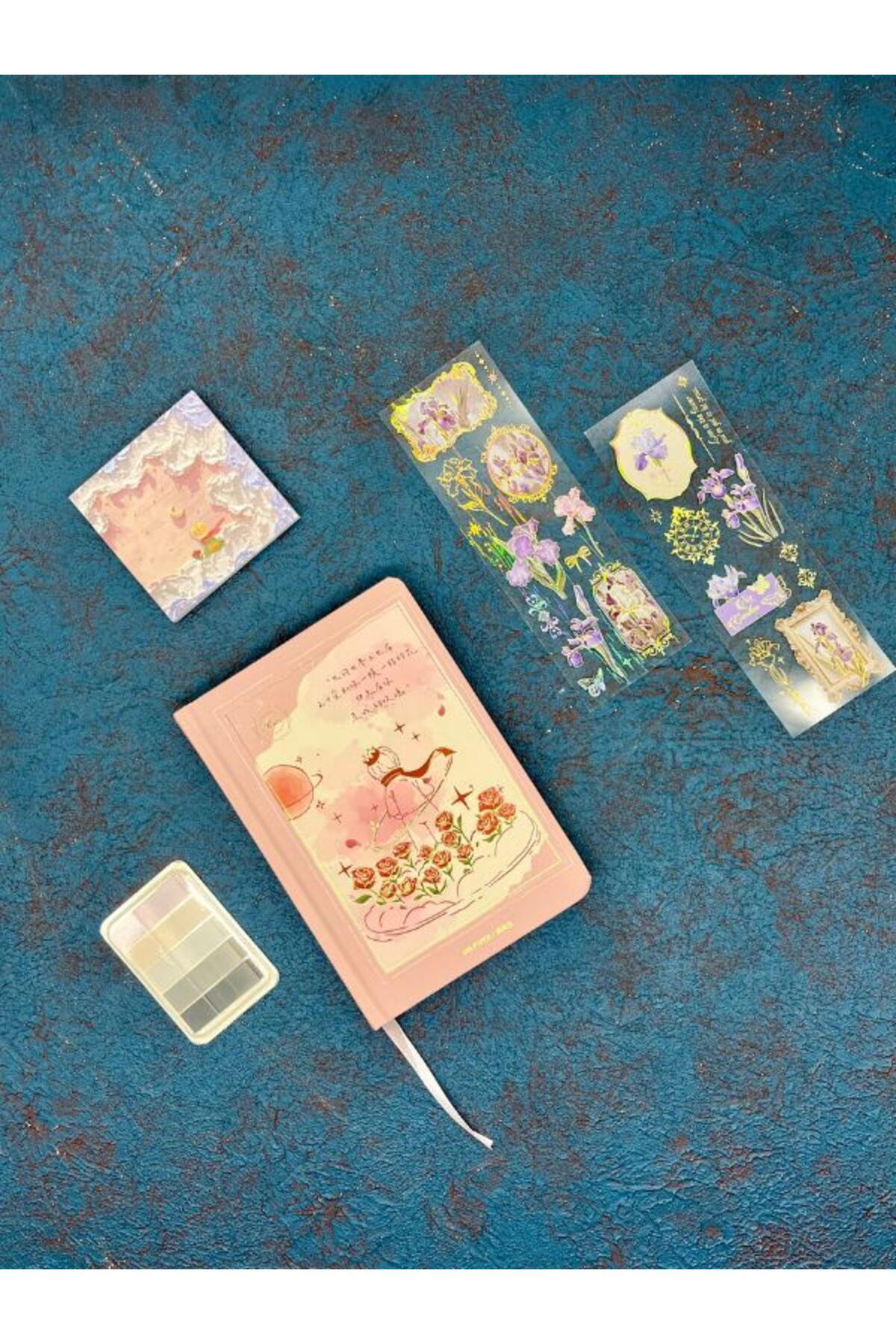 Kağıt Gemi Dükkan Özel Tasarım Küçük Prens 3 Parça (Defter+Post-it+İndeks) Pembe Set/ Index/ Post-it /Defter/ Yapışkan