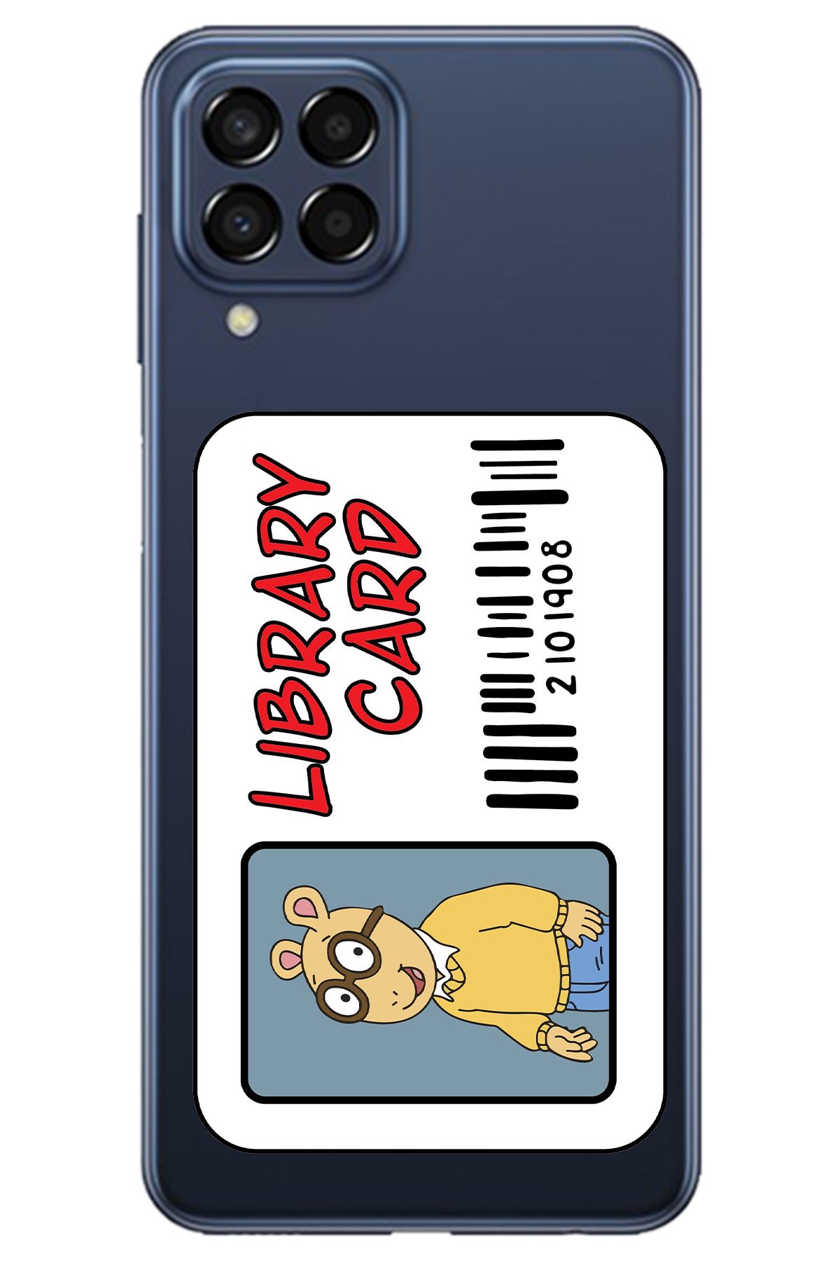 WANNA PROTECT Samsung M53 Şeffaf Library Card Desenli Silikon Telefon Kılıfı