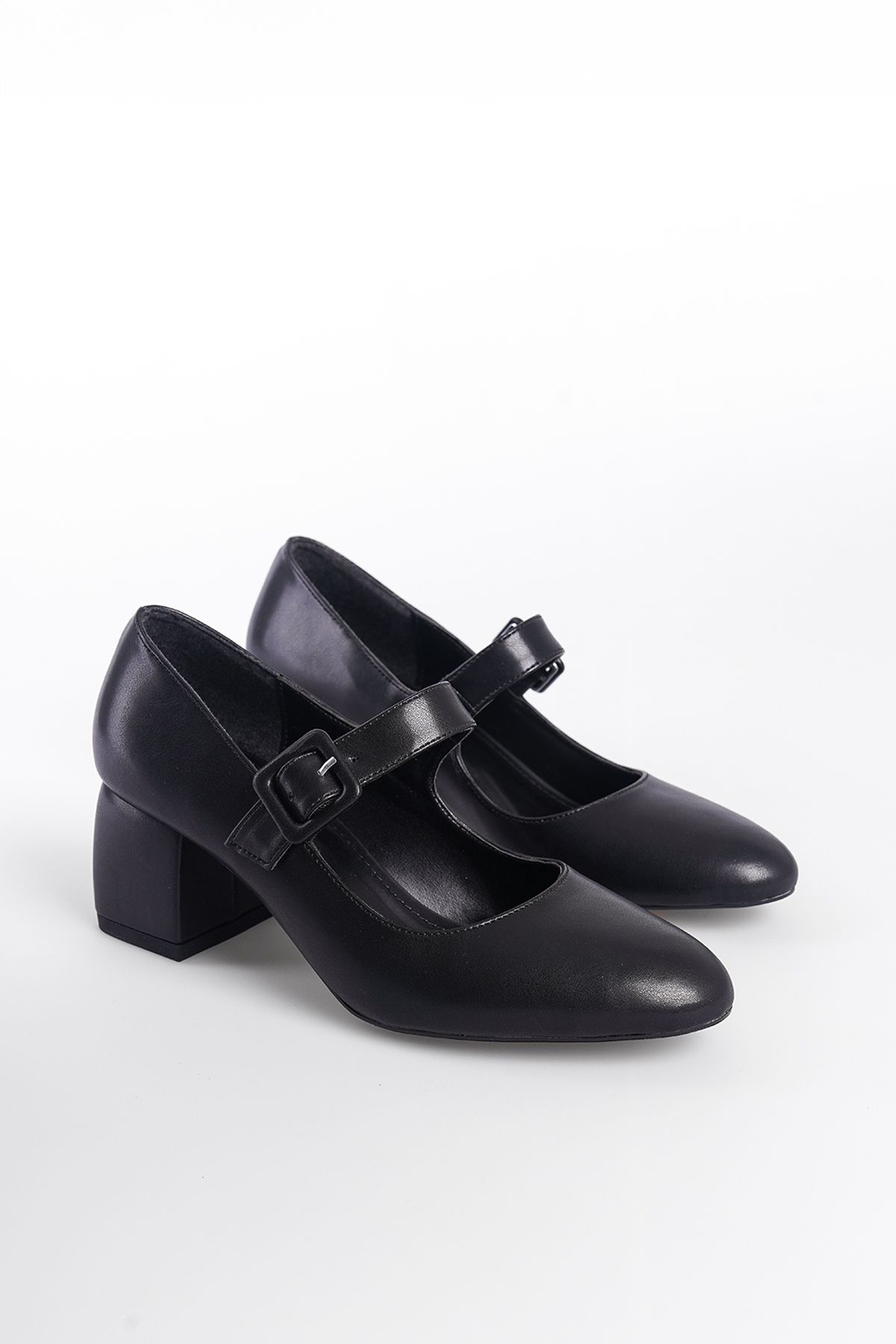 کفش پاشنه کلاسیک مشکی زنانه Capone Round Nose Backle میانی Capone Outfitters