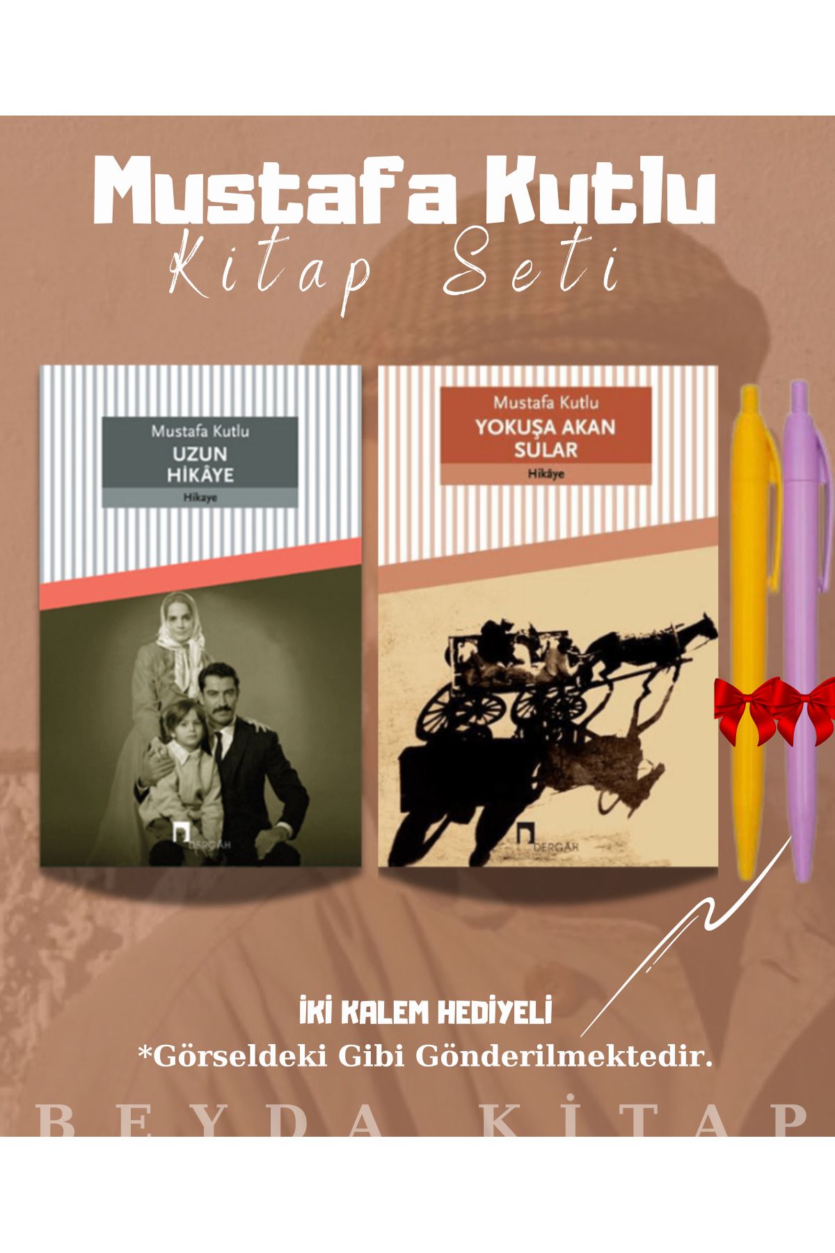 Dergah Yayınları Uzun Hikaye - Yokuşa Akan Sular - Mustafa Kutlu - Kitap Seti - Kalem Hediyeli