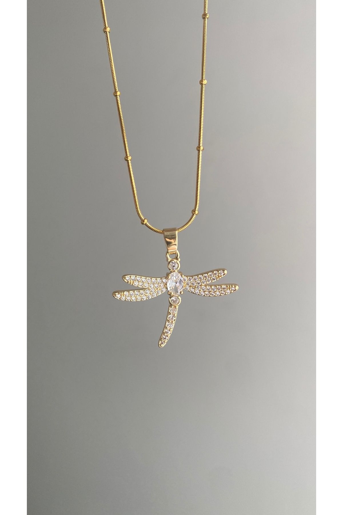 SEYAS JEWELRY Çelik Zirkon Taşlı Yusufçuk Gold Kolye