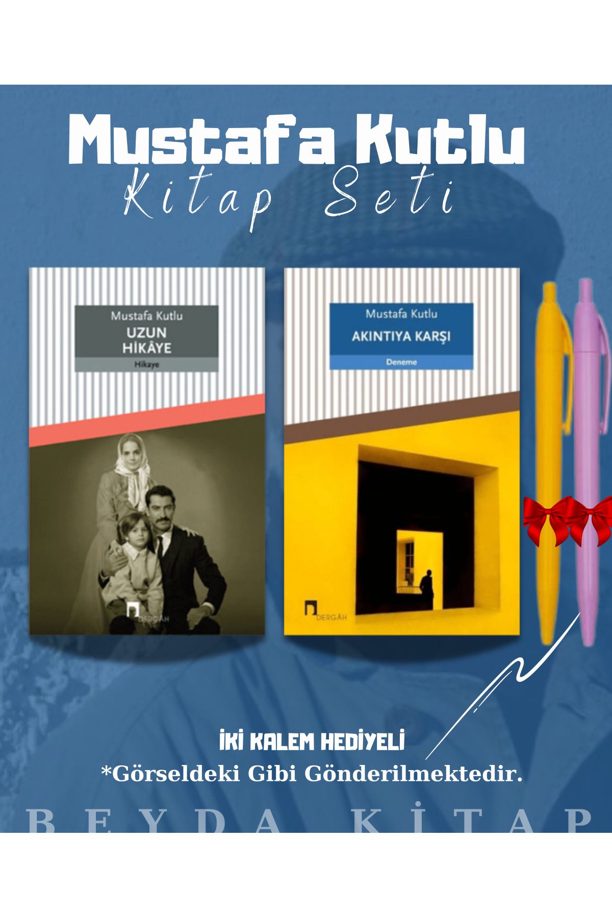 Dergah Yayınları Uzun Hikaye - Akıntıya Karşı - Mustafa Kutlu - Kitap Seti - Kalem Hediyeli