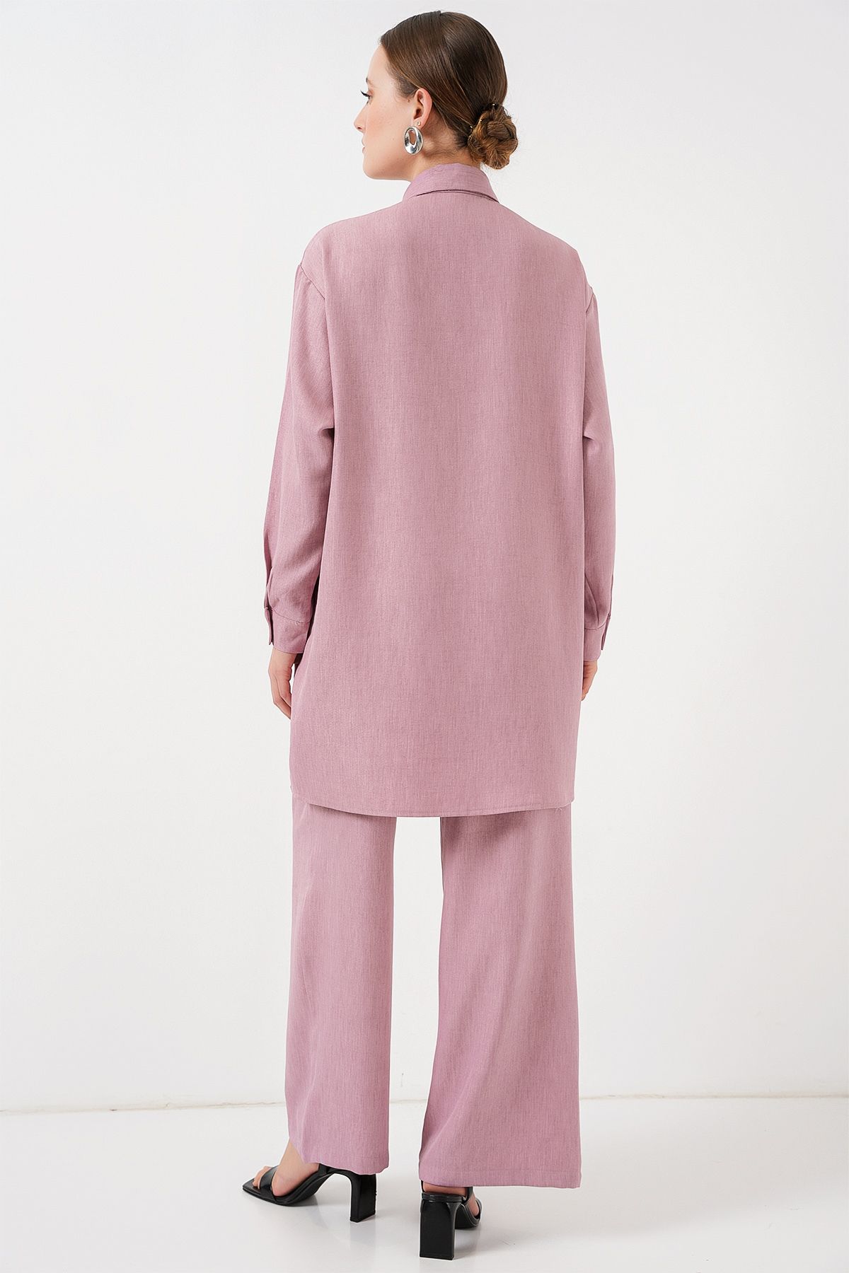 Bigdart-Patterned Tunic Trousers Double Set 6720 - Dusty Rose 6