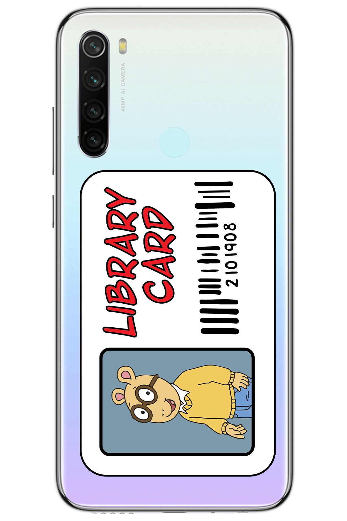 WANNA PROTECT Xiaomi Redmi Note 8 Library Card Desenli Desenli Şeffaf Silikon Kılıfı