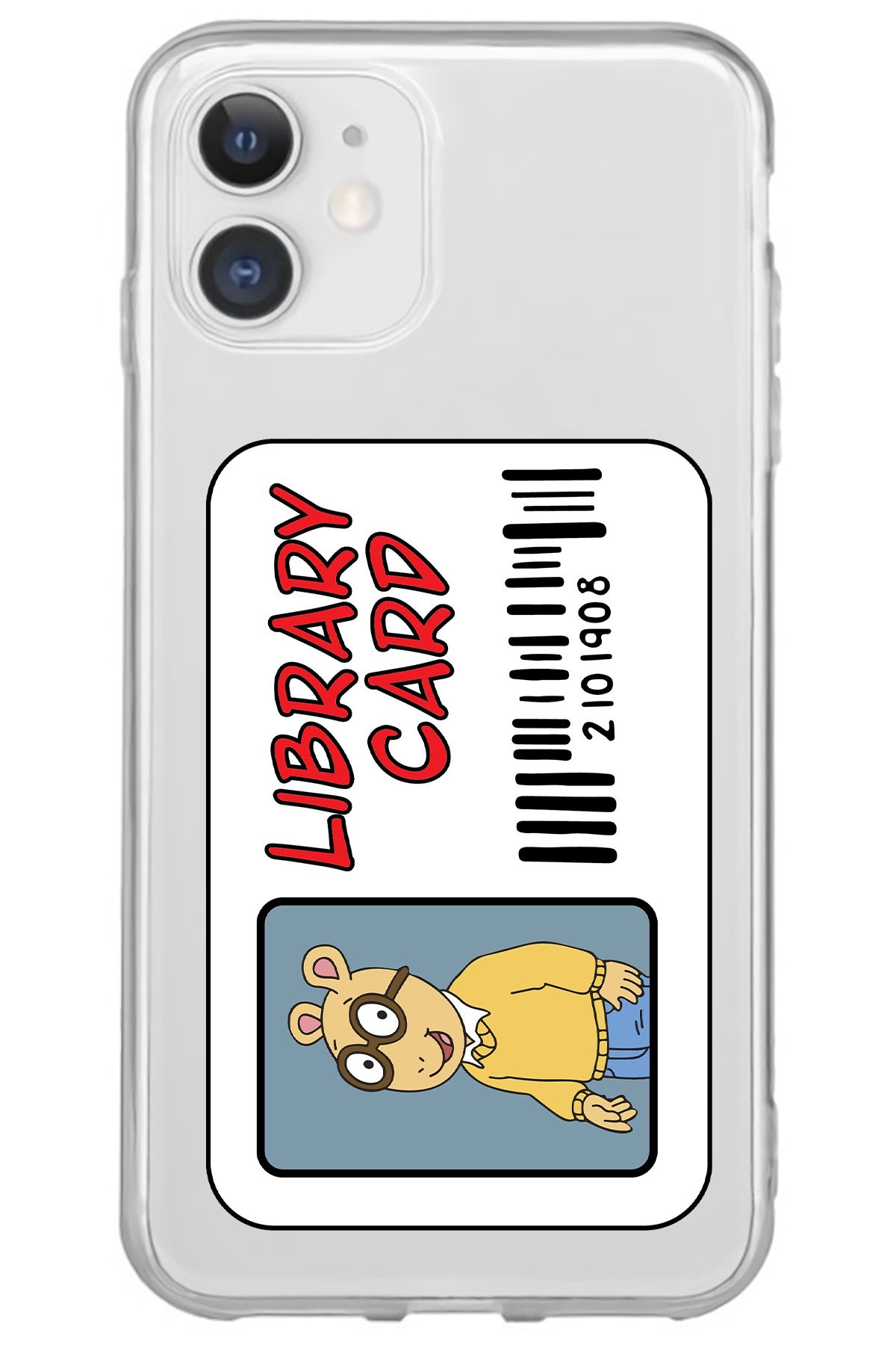 WANNA PROTECT iPhone 12 Library Card Desenli Desenli Şeffaf Silikon Telefon Kılıfı