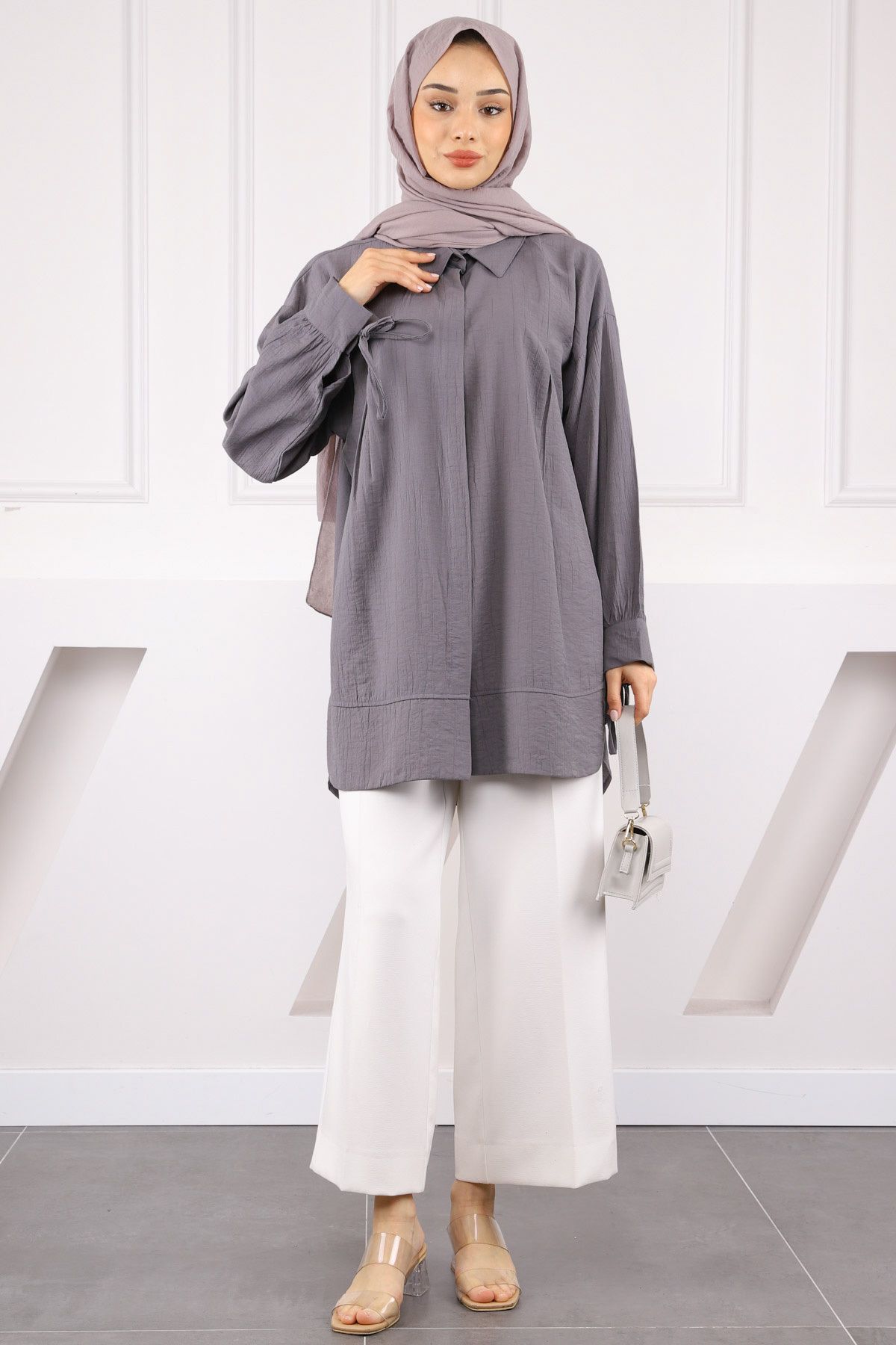 İmajButik-Smoked Sleeve Tie-Up Tunic 2