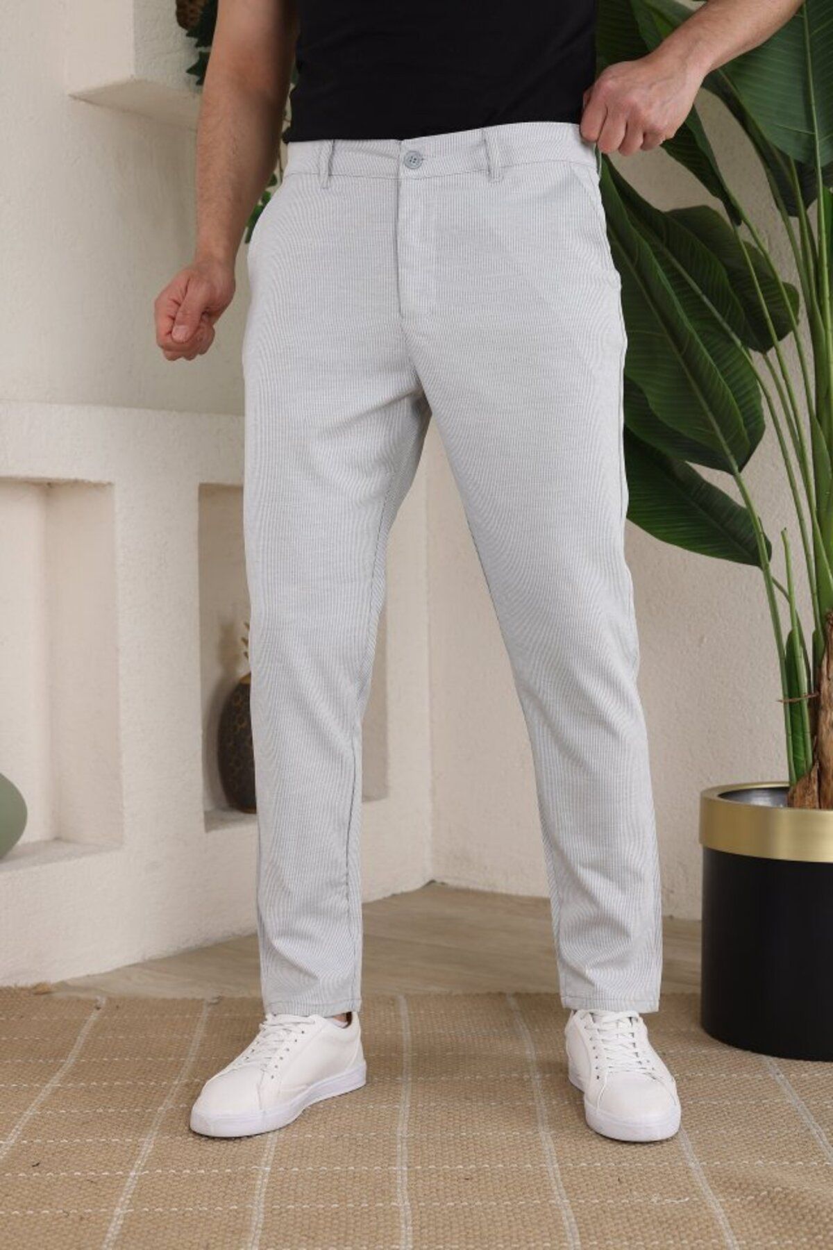 Modayakamoz Erkek Casual Slim Fit Cord Desenli Kumaş Pantolon