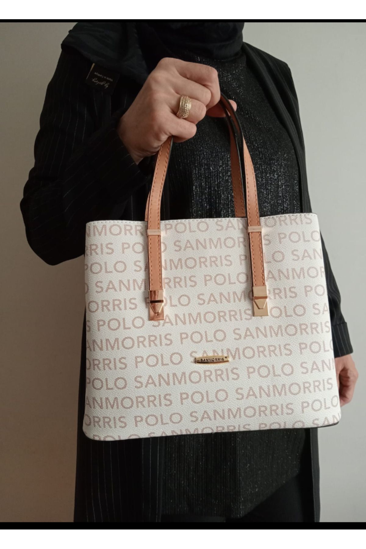 eflanmoda sanmorris 3 bölmeli kadın el ve omuz çantası