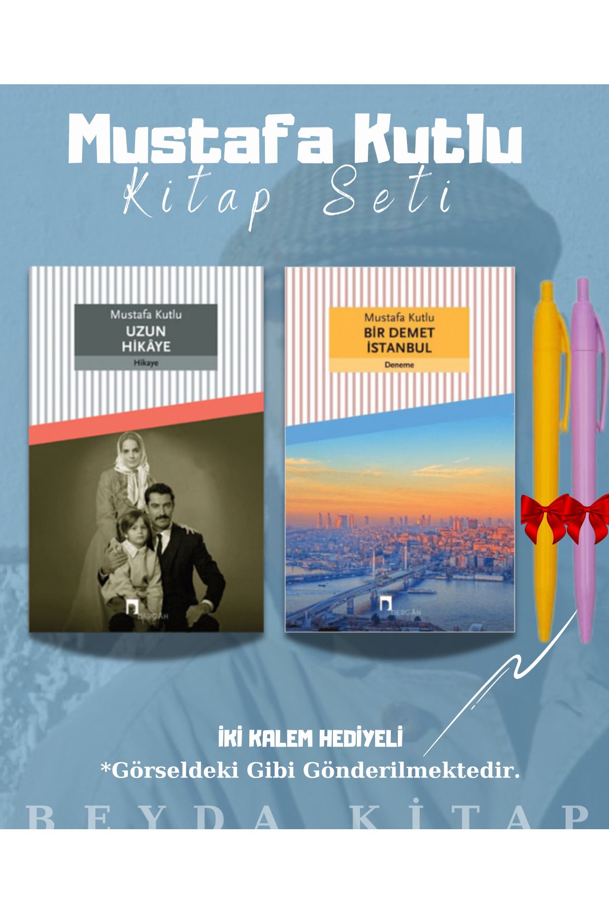 Dergah Yayınları Uzun Hikaye - Bir Demet İstanbul - Mustafa Kutlu - Kitap Seti - Kalem Hediyeli