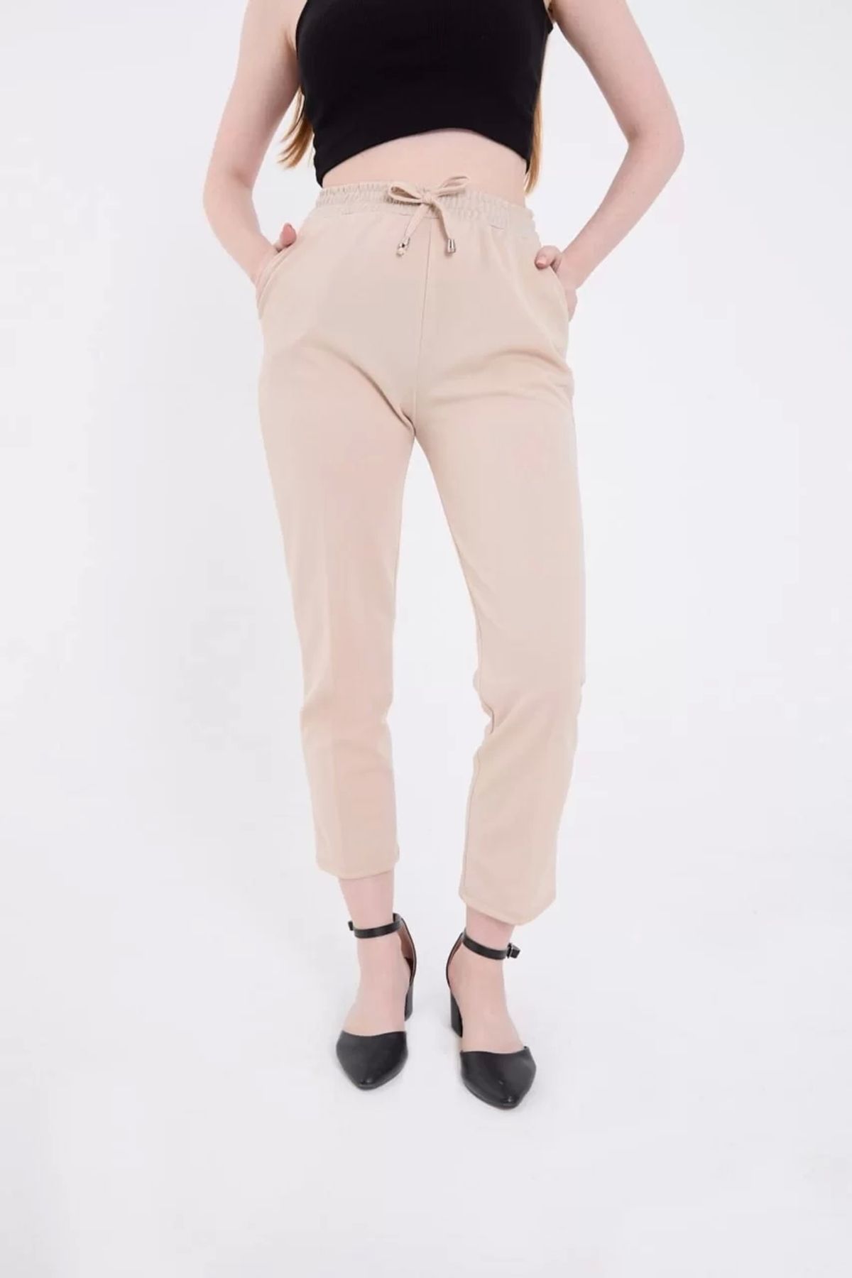 CVS Kadın Tam Kalıp Basic Eşofman Pantolon - Bej